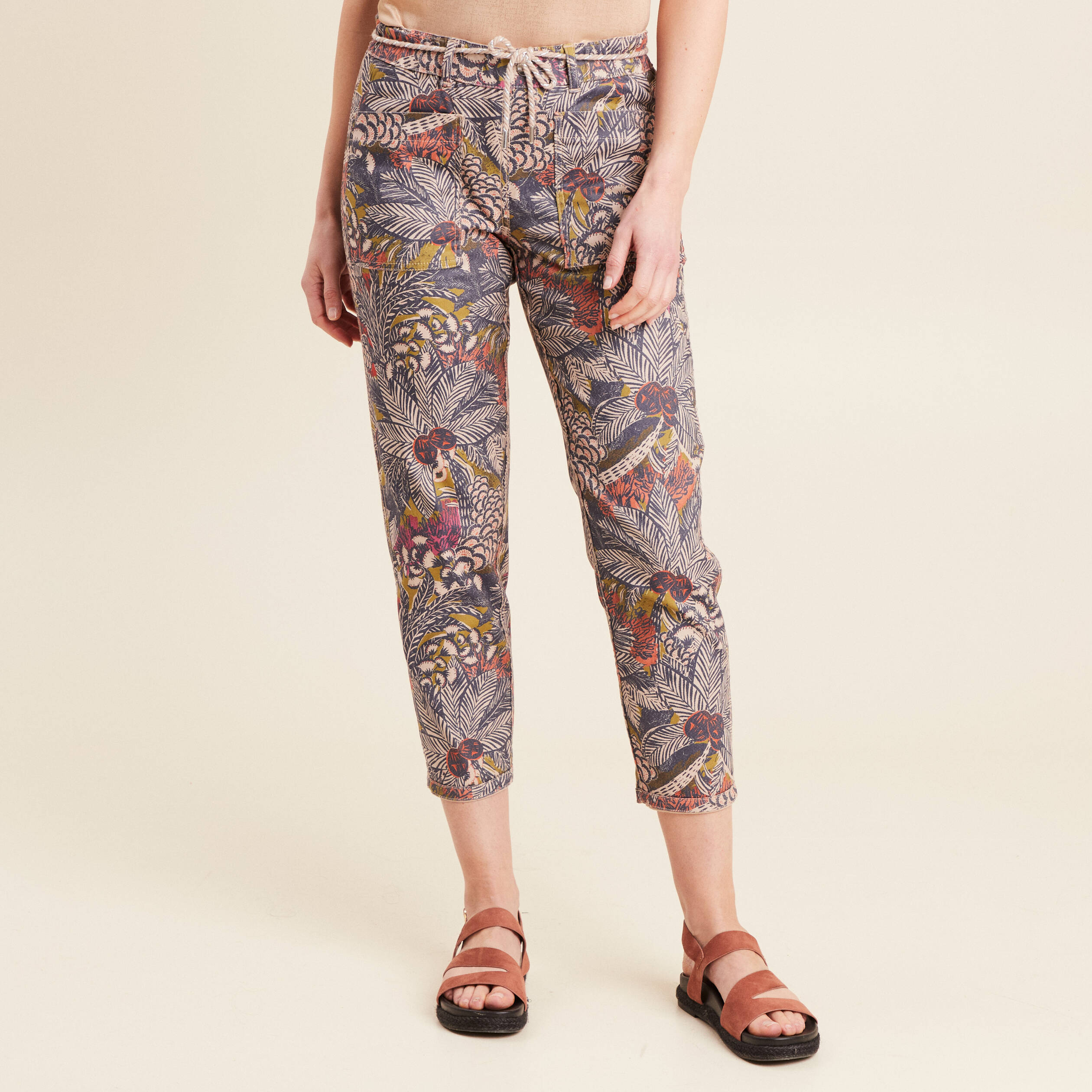 pantalon droit reversible taupe femme Pantalon droit réversible taupe femme