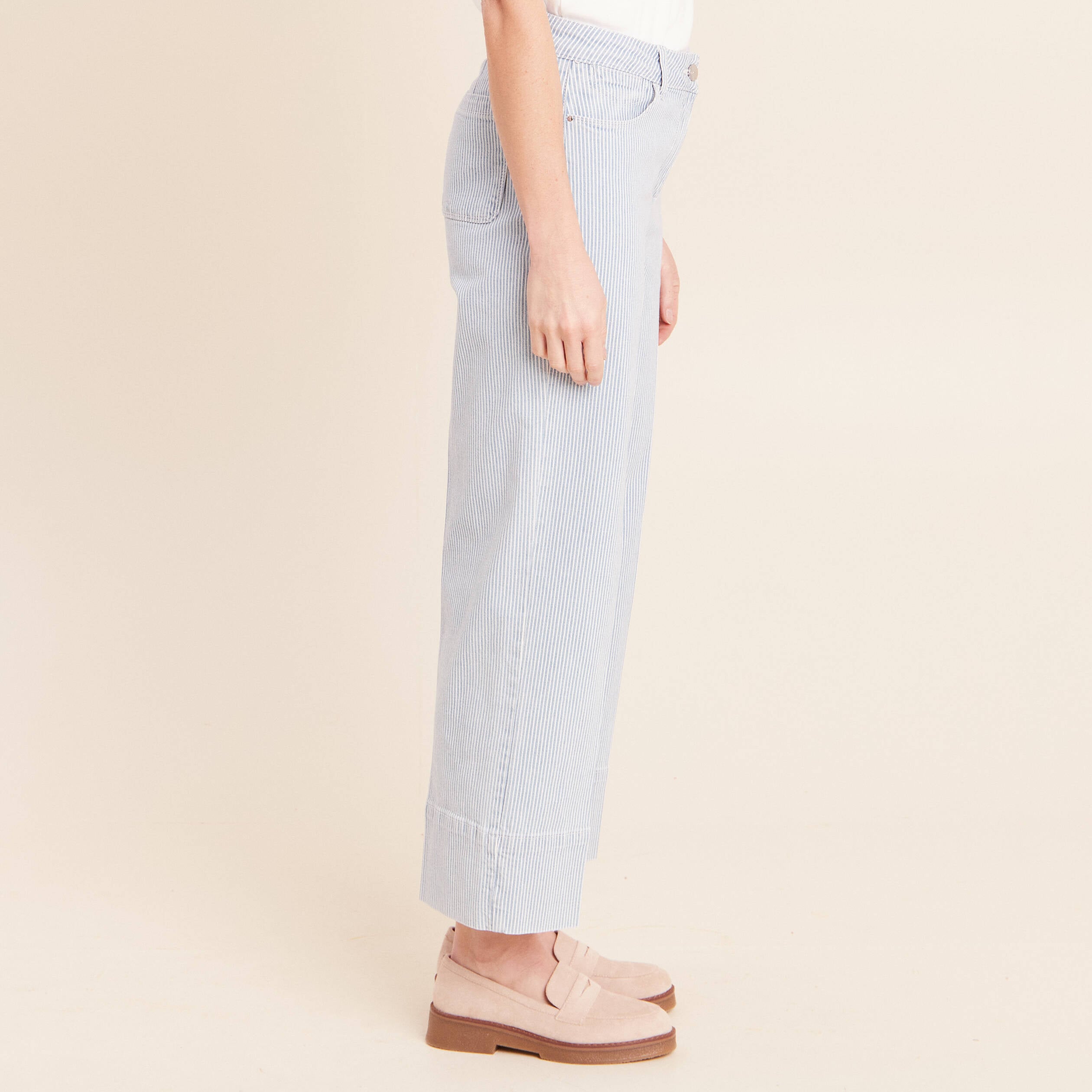 Jean coupe large 7/8&egrave;me bleu femme