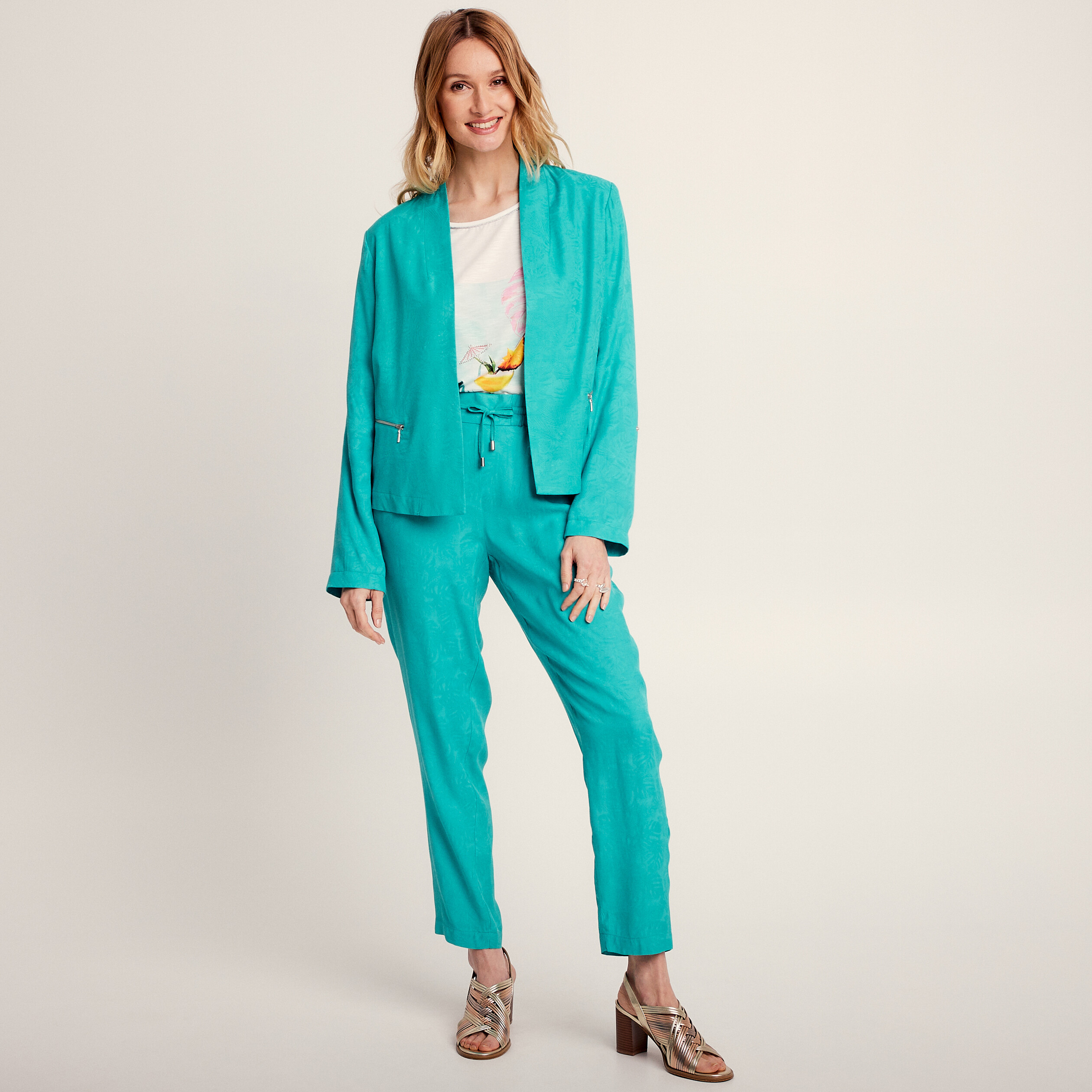 veste droite fluide vert femme Veste droite fluide vert femme