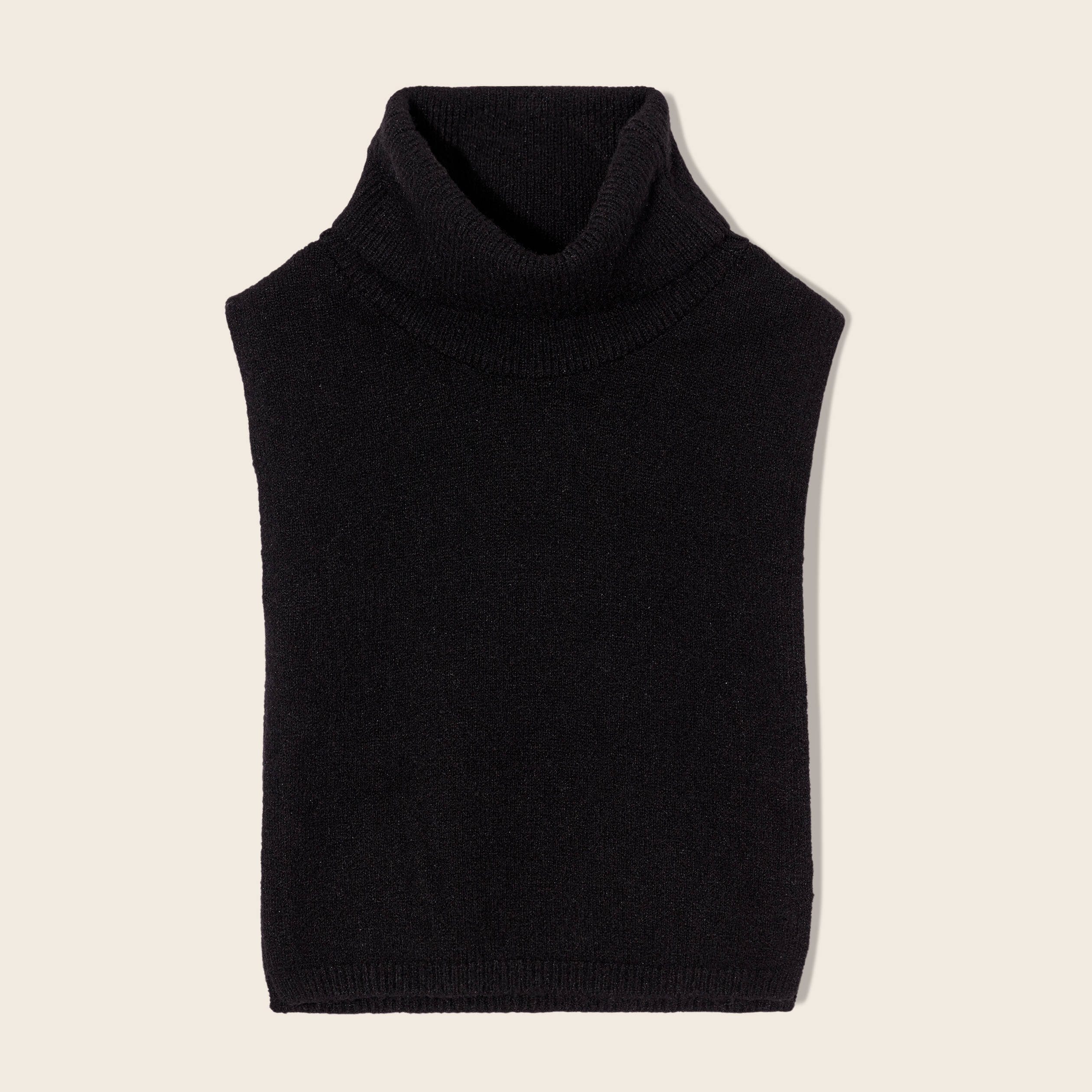 Poncho sans manches col roulé noir femme
