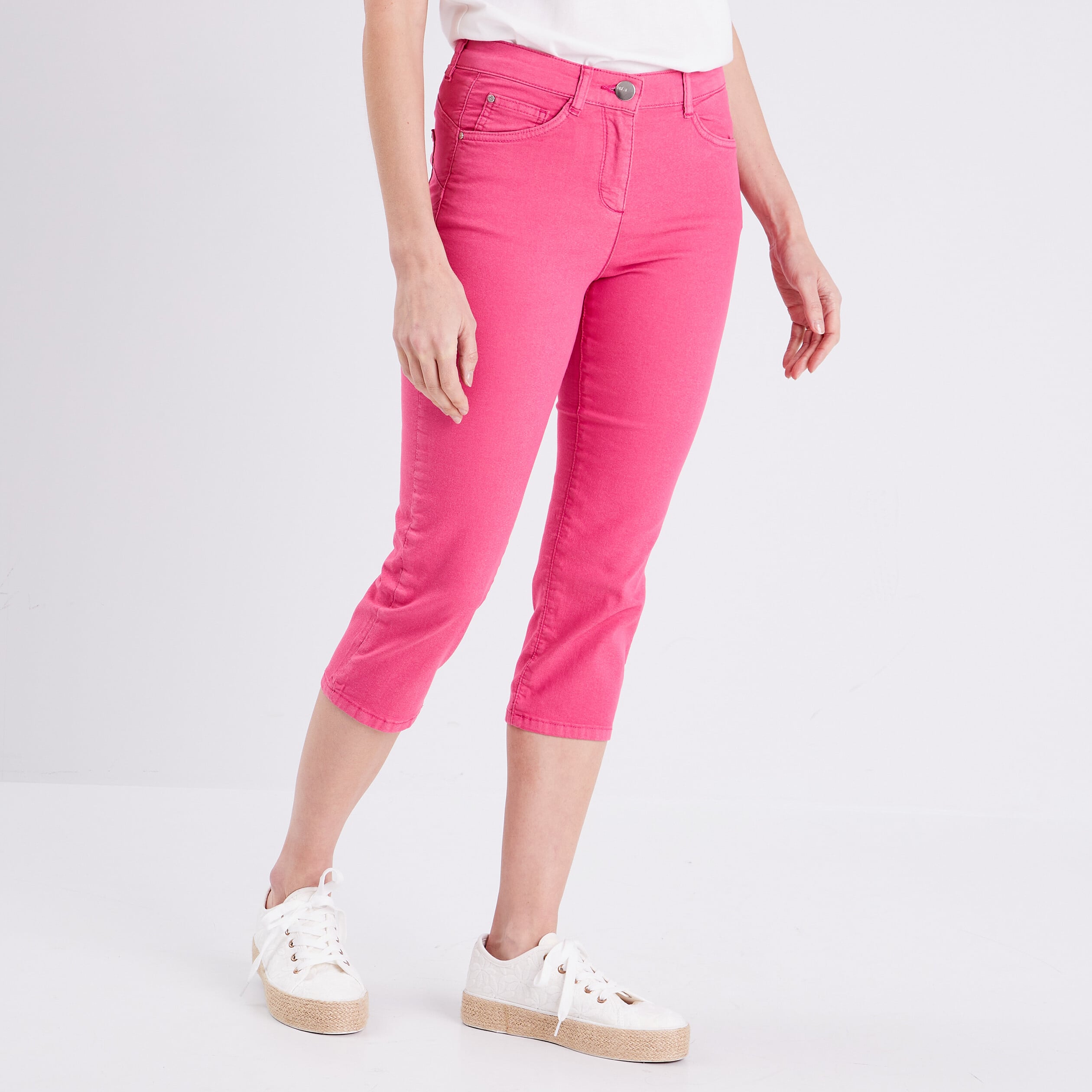 Pantacourt magique Le L&eacute;ger coupe droite rose framboise femme