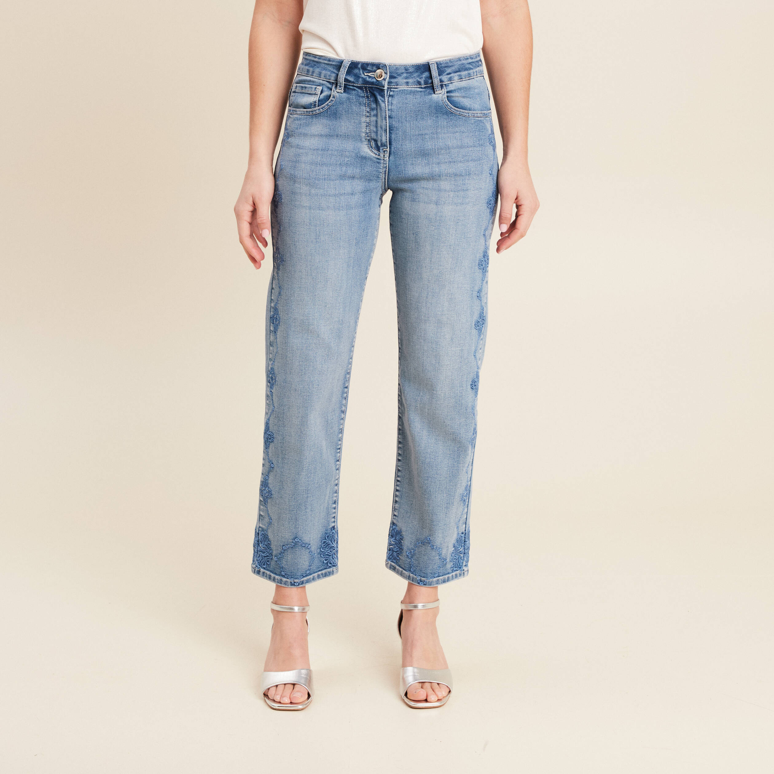 jean large 78eme denim double stone femme Jean large 7/8ème denim double stone femme