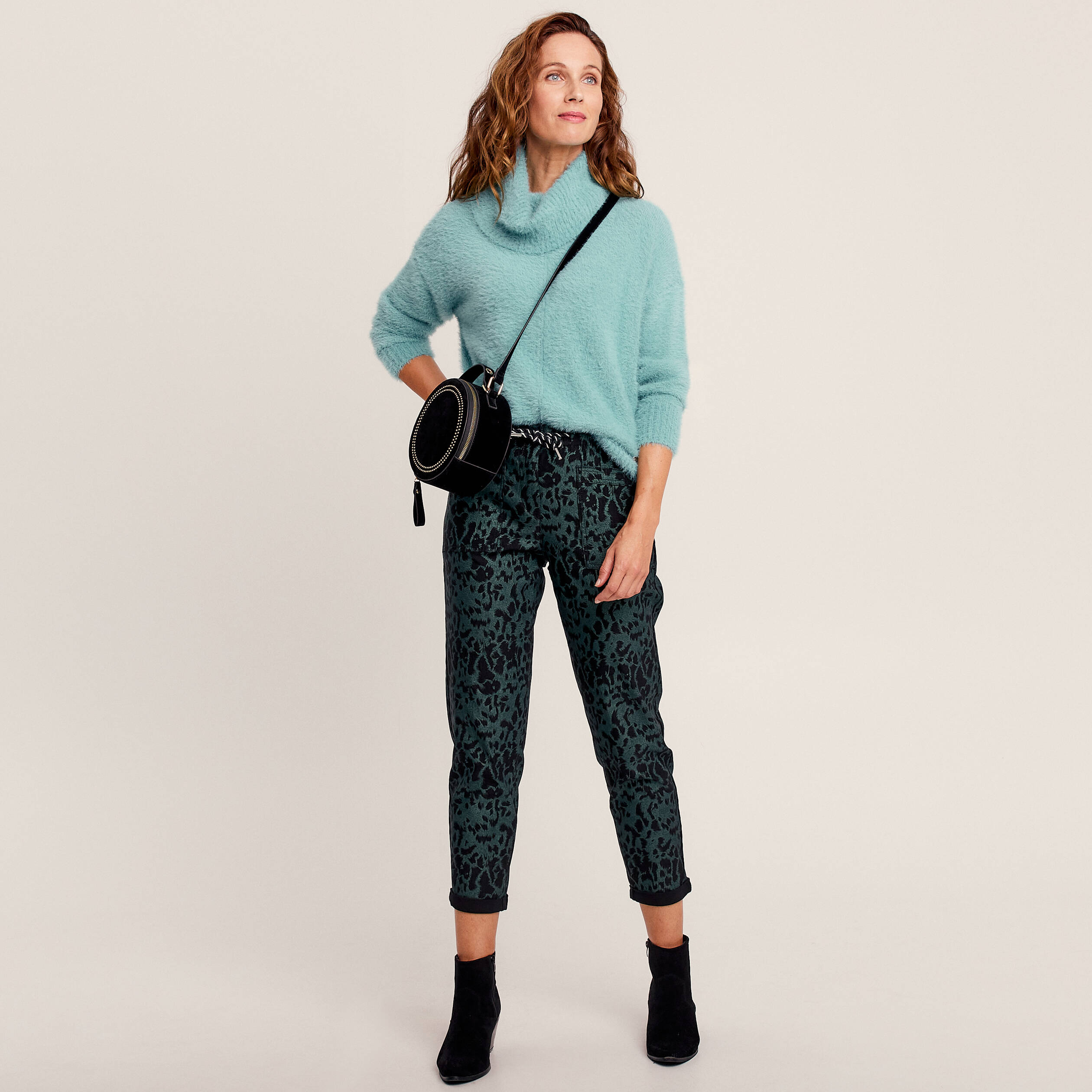 Pantalon décontracté vert kaki femme