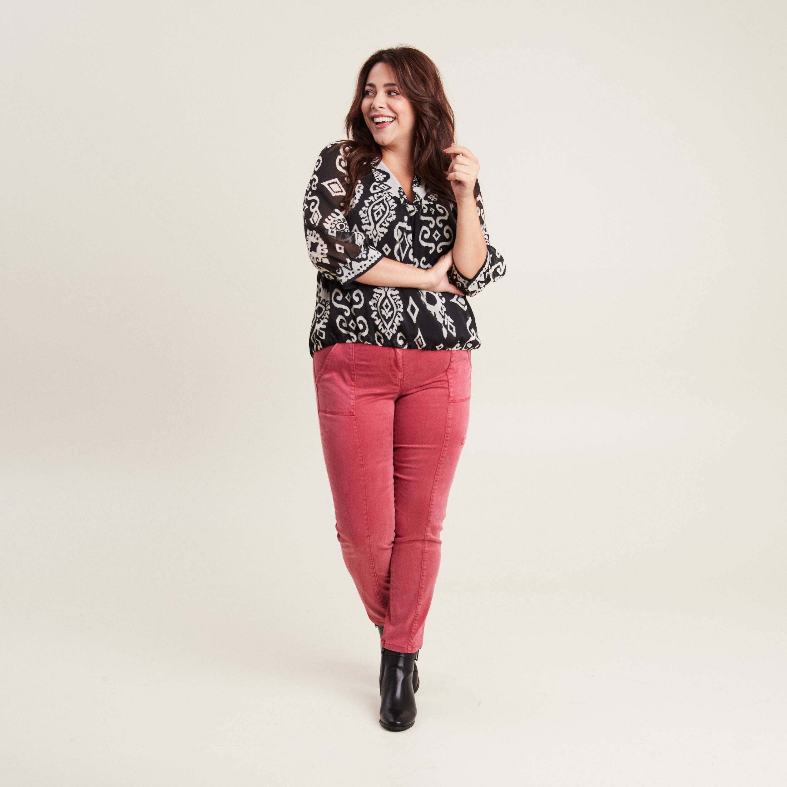 blouse manches 34 noir femme Blouse manches 3/4 noir femme