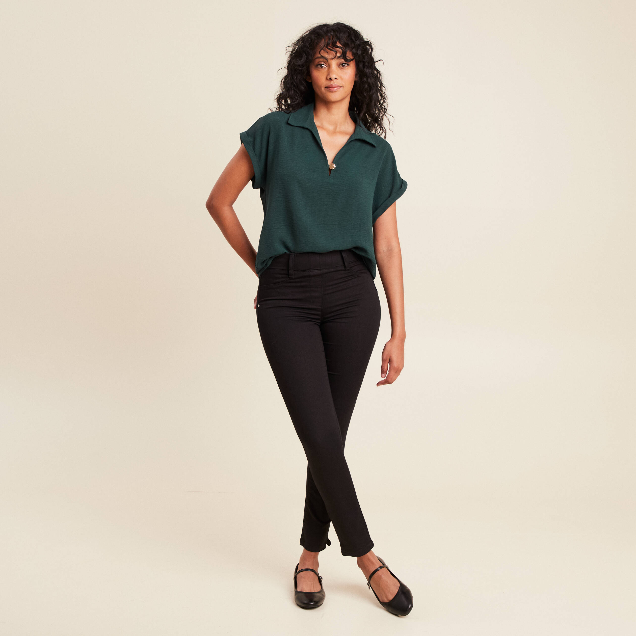 blouse manches courtes vert fonce femme Blouse manches courtes vert foncé femme