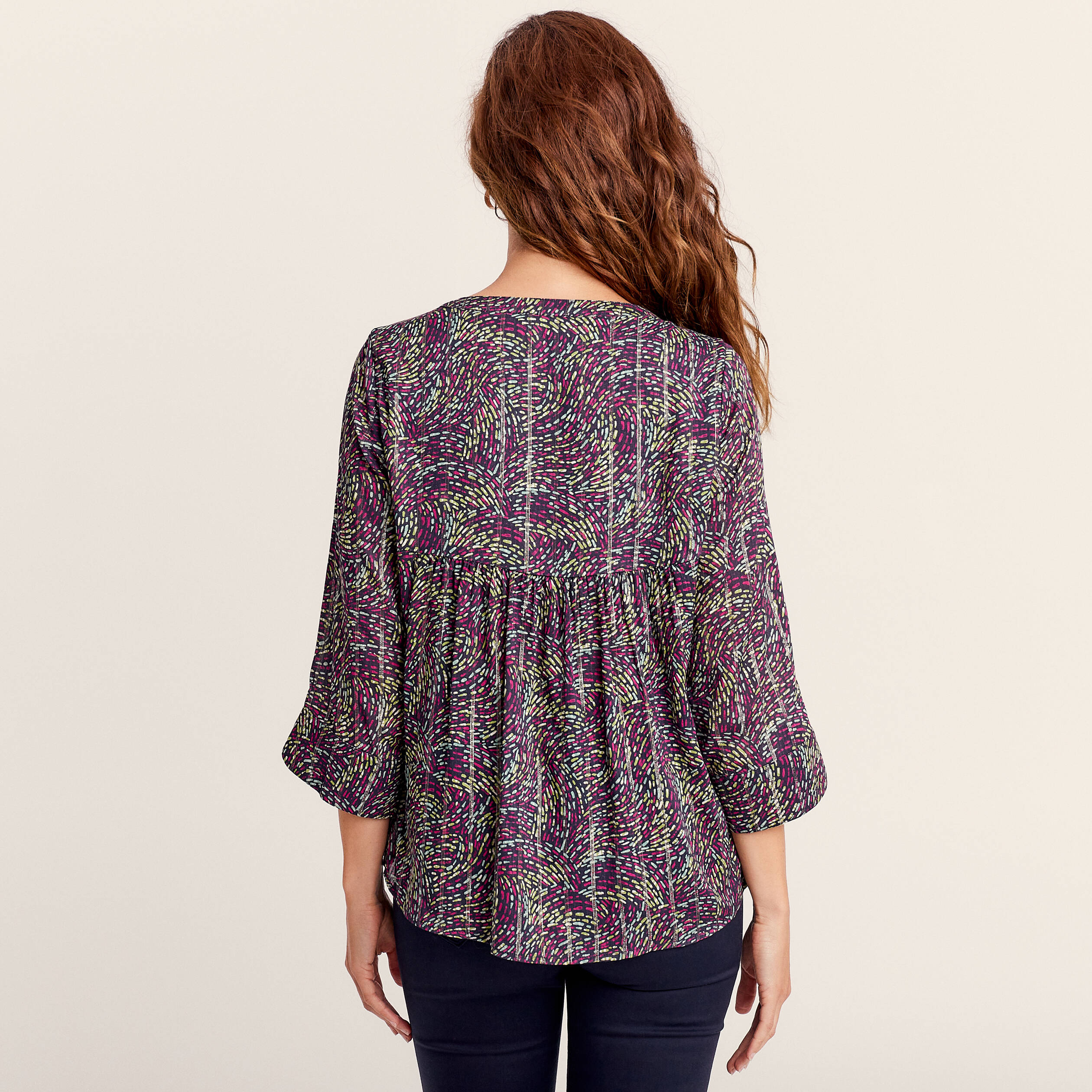 blouse manches 34 multicolore femme Blouse manches 3/4 multicolore femme
