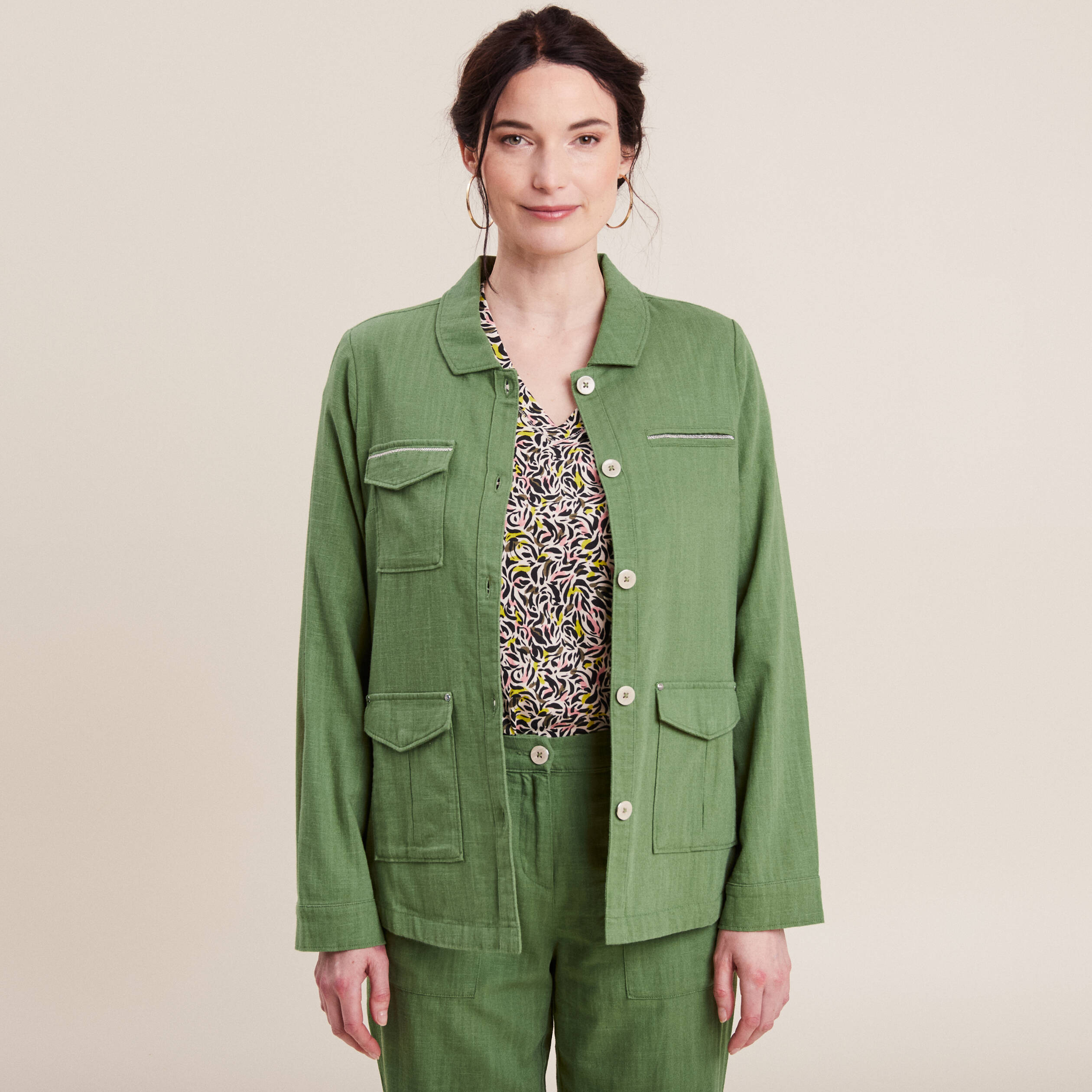 veste droite boutonnee vert femme Veste droite boutonnée vert femme