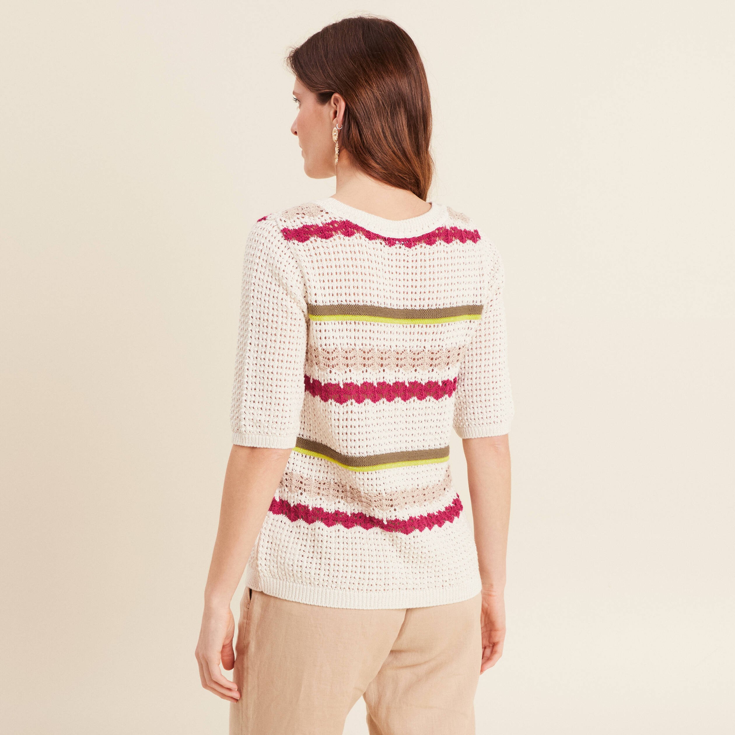 pull dentelle col bateau multicolore femme Pull dentelle col bateau multicolore femme
