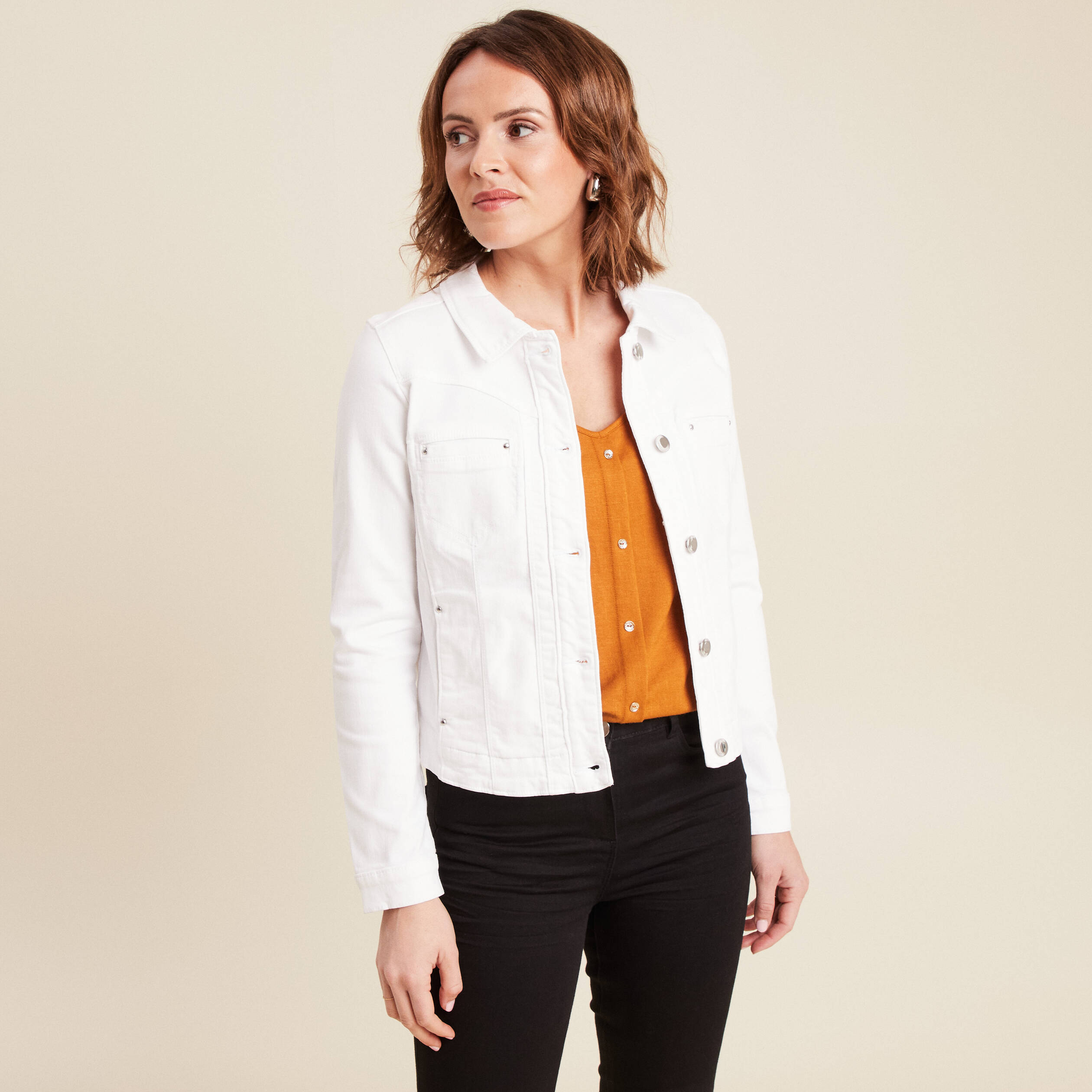 blouson ajuste boutonne ecru femme Blouson ajusté boutonné ecru femme