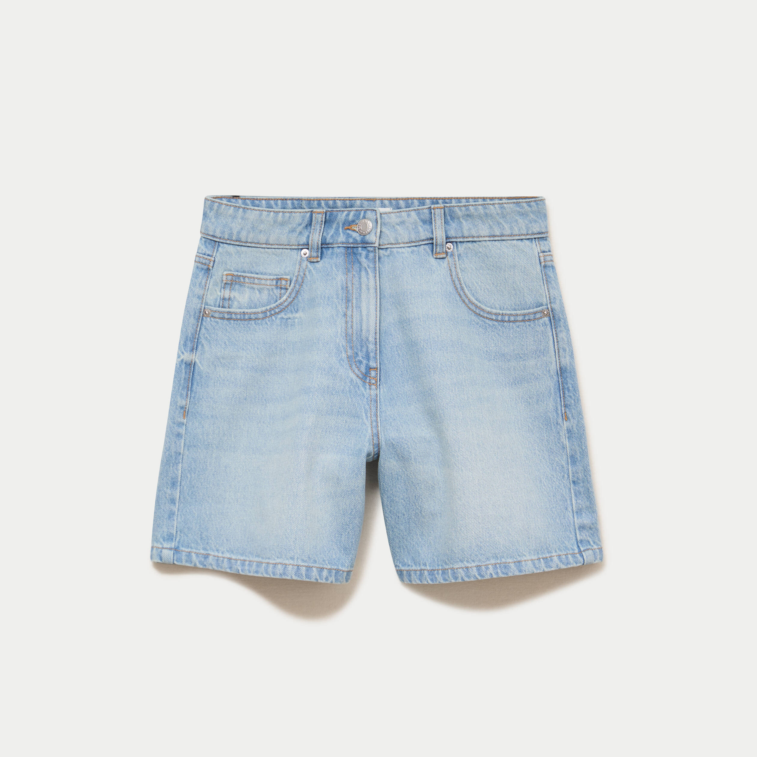 Bermuda regular 5 poches en jean denim bleach femme