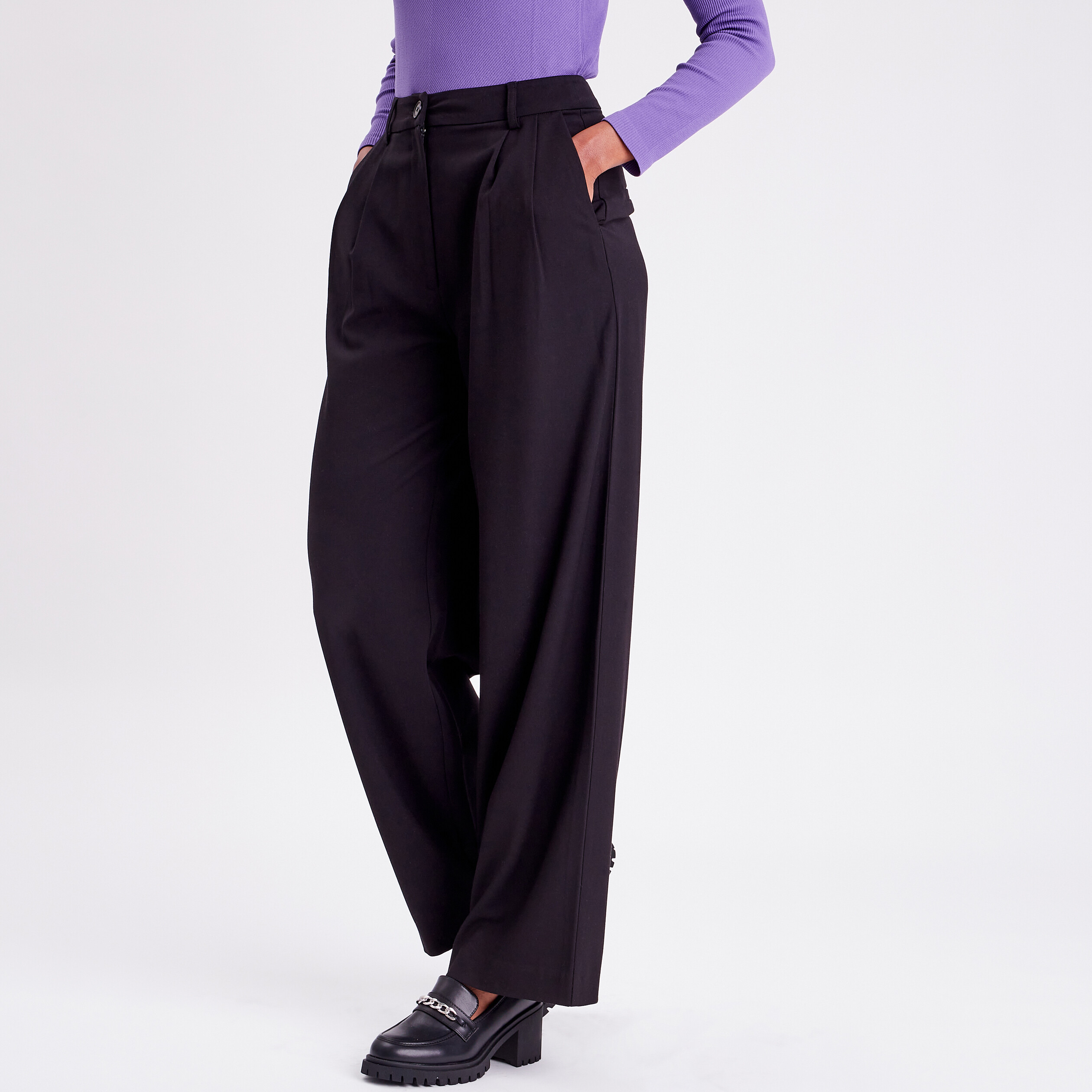 pantalon city droit pinces noir femme Pantalon city droit pinces noir femme