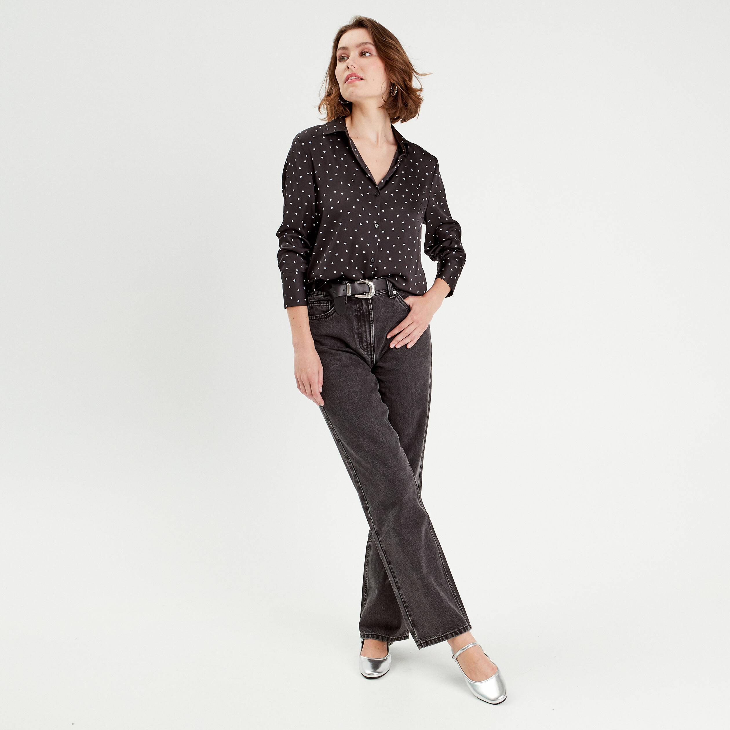 Chemisier noir satin best sale