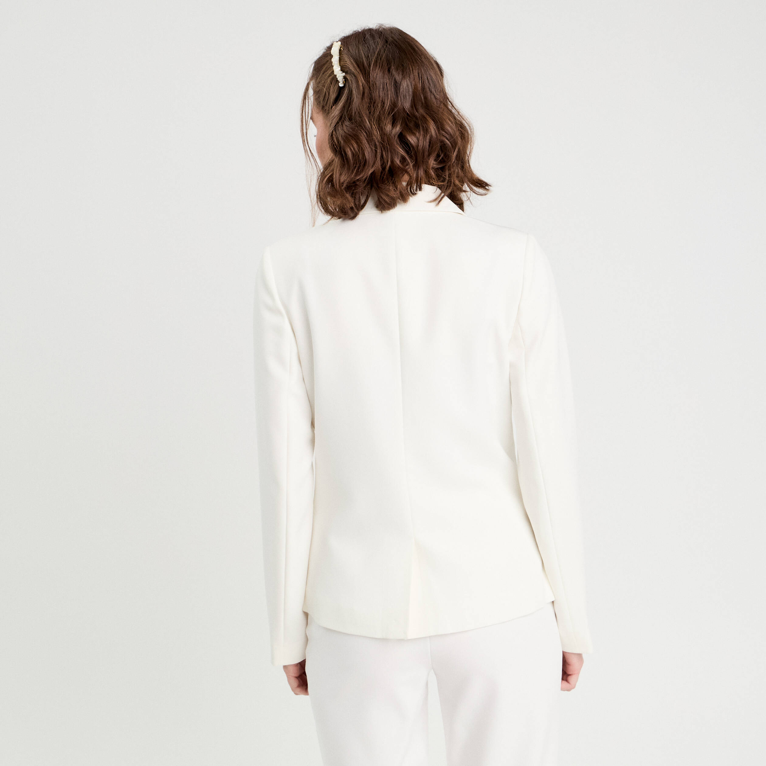 Veste blazer droite ecru femme