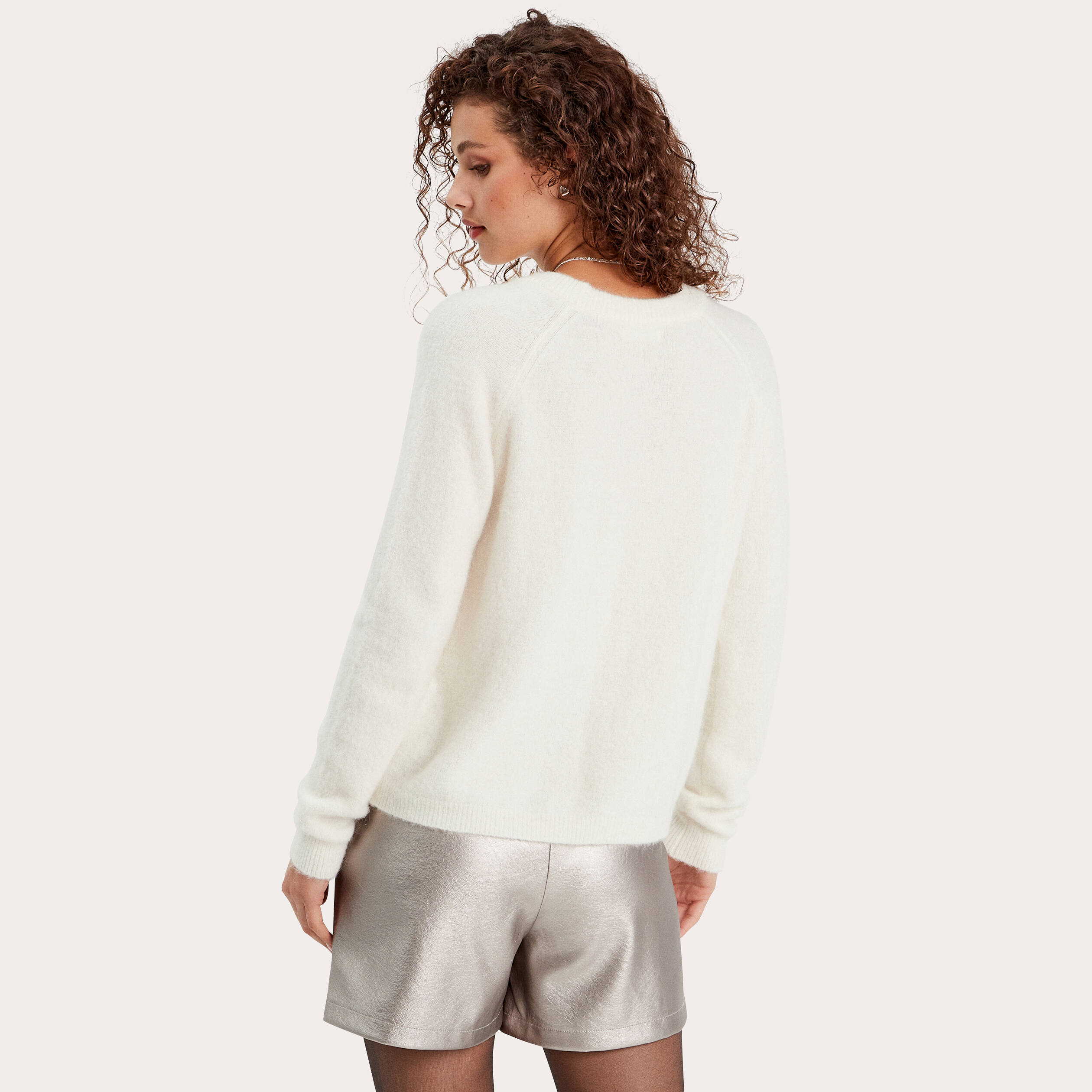 Pull manches longues ecru femme