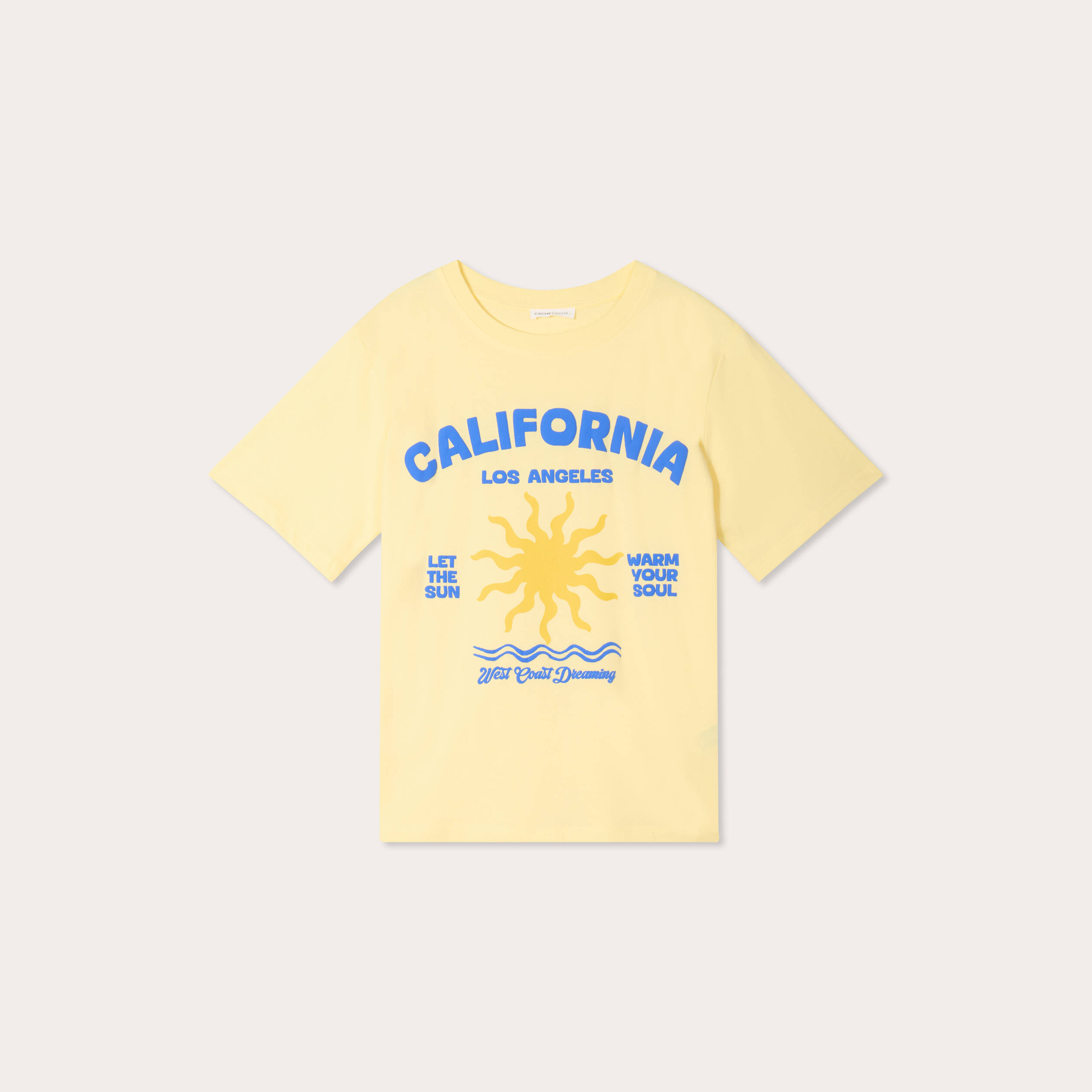 T-shirt manches courtes jaune clair femme