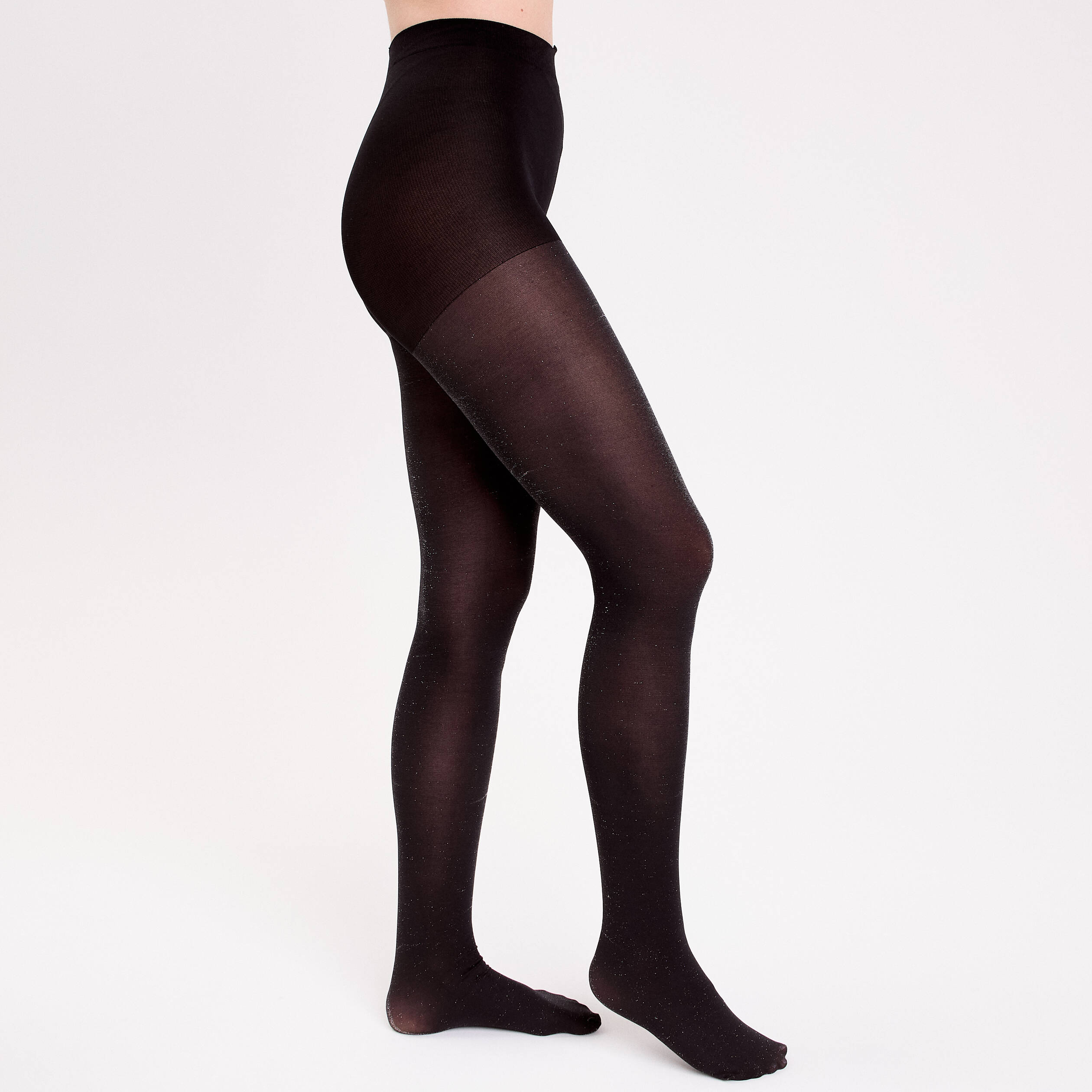 Collants fils m&eacute;tallis&eacute;s noir femme