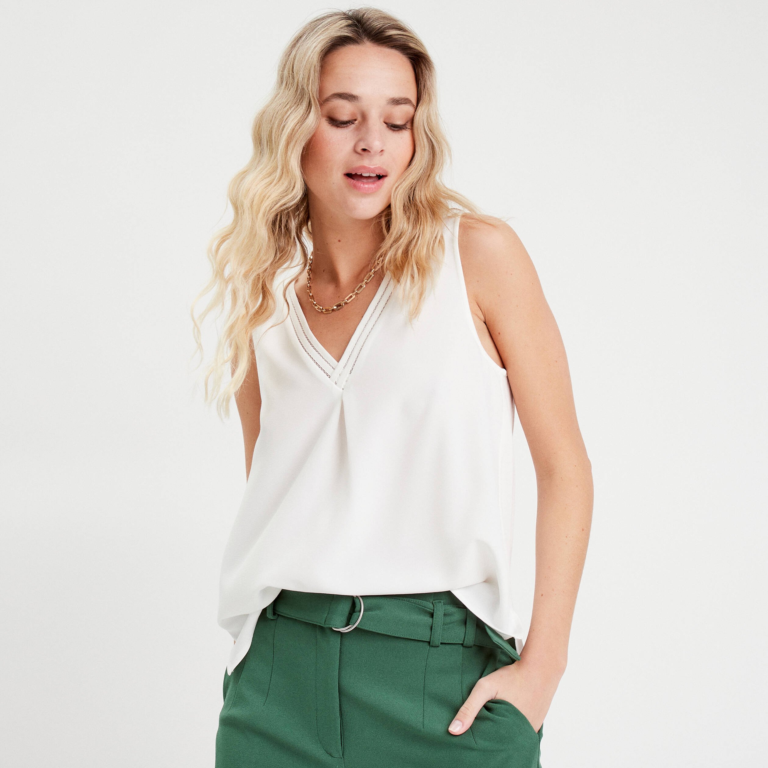 debardeur sans manches ecru femme Débardeur sans manches ecru femme