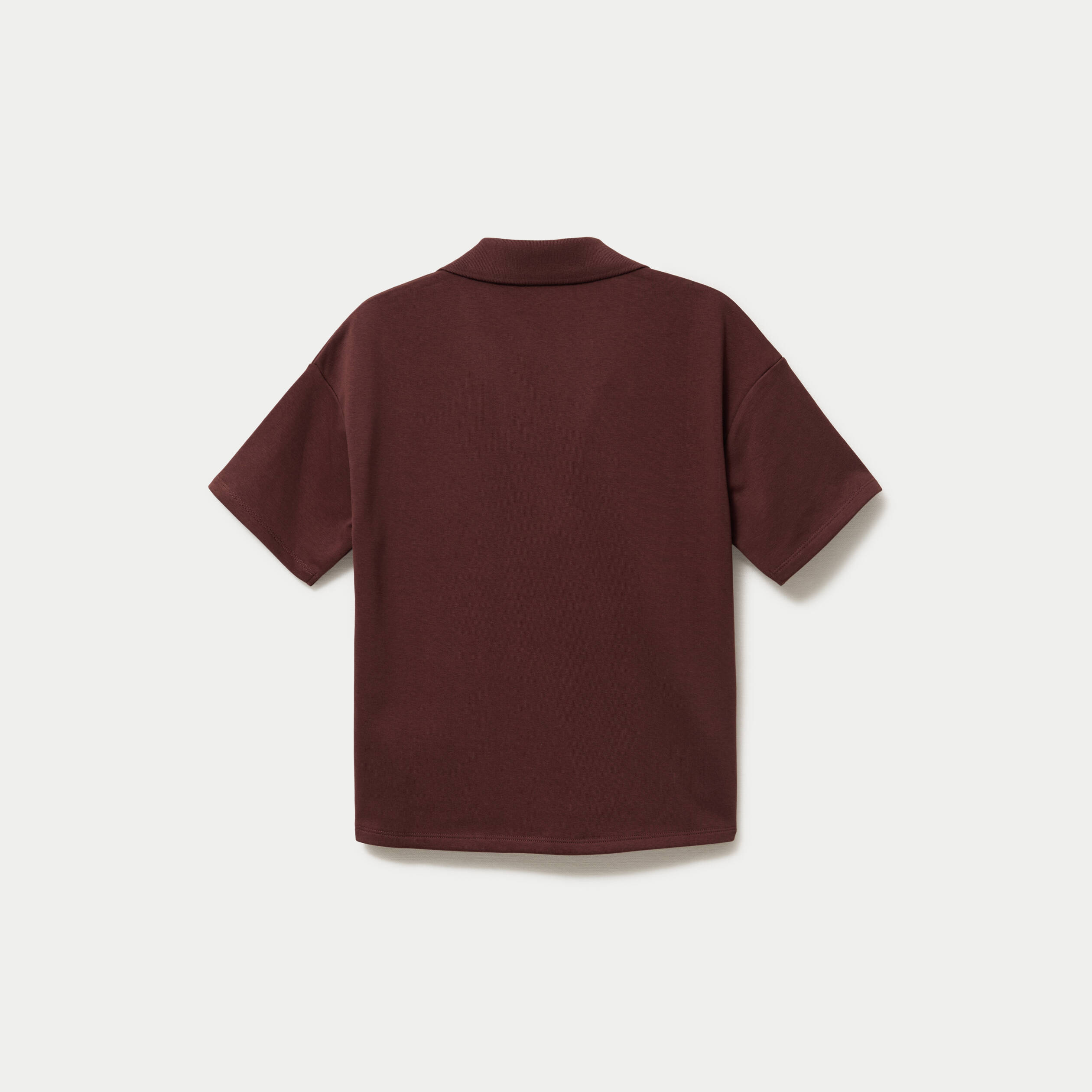 Sweat col chemise manches courtes marron femme