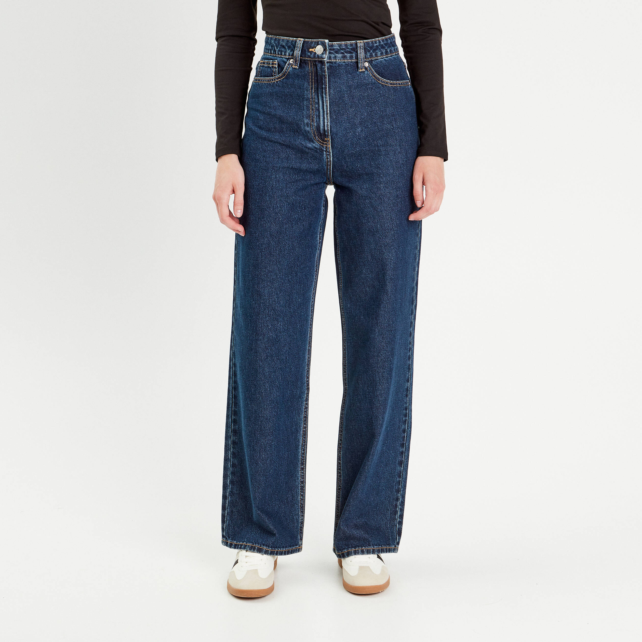 jeans wide leg taille haute denim brut femme Jeans wide leg taille haute denim brut femme
