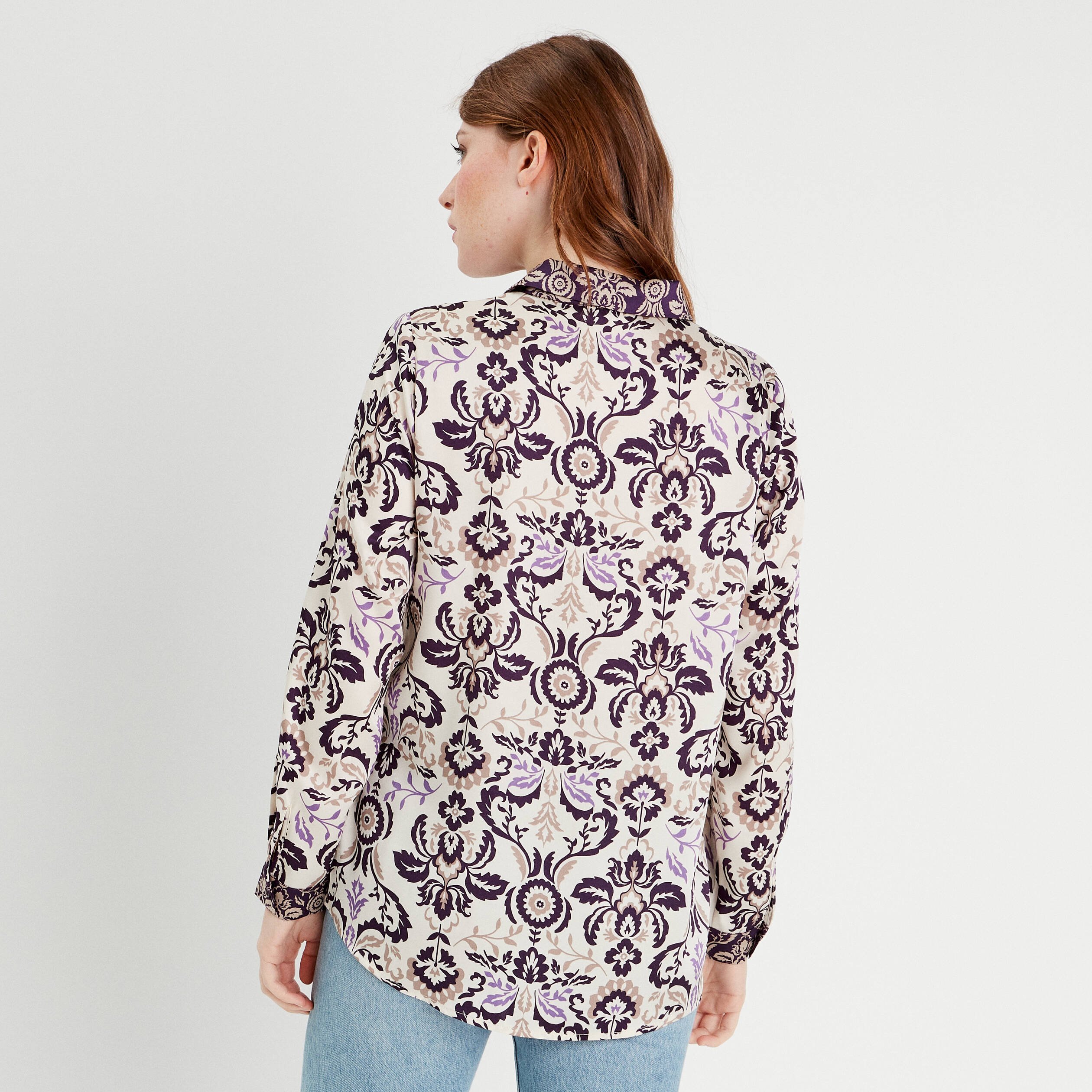 Chemise manches longues satin blanc femme Vibs