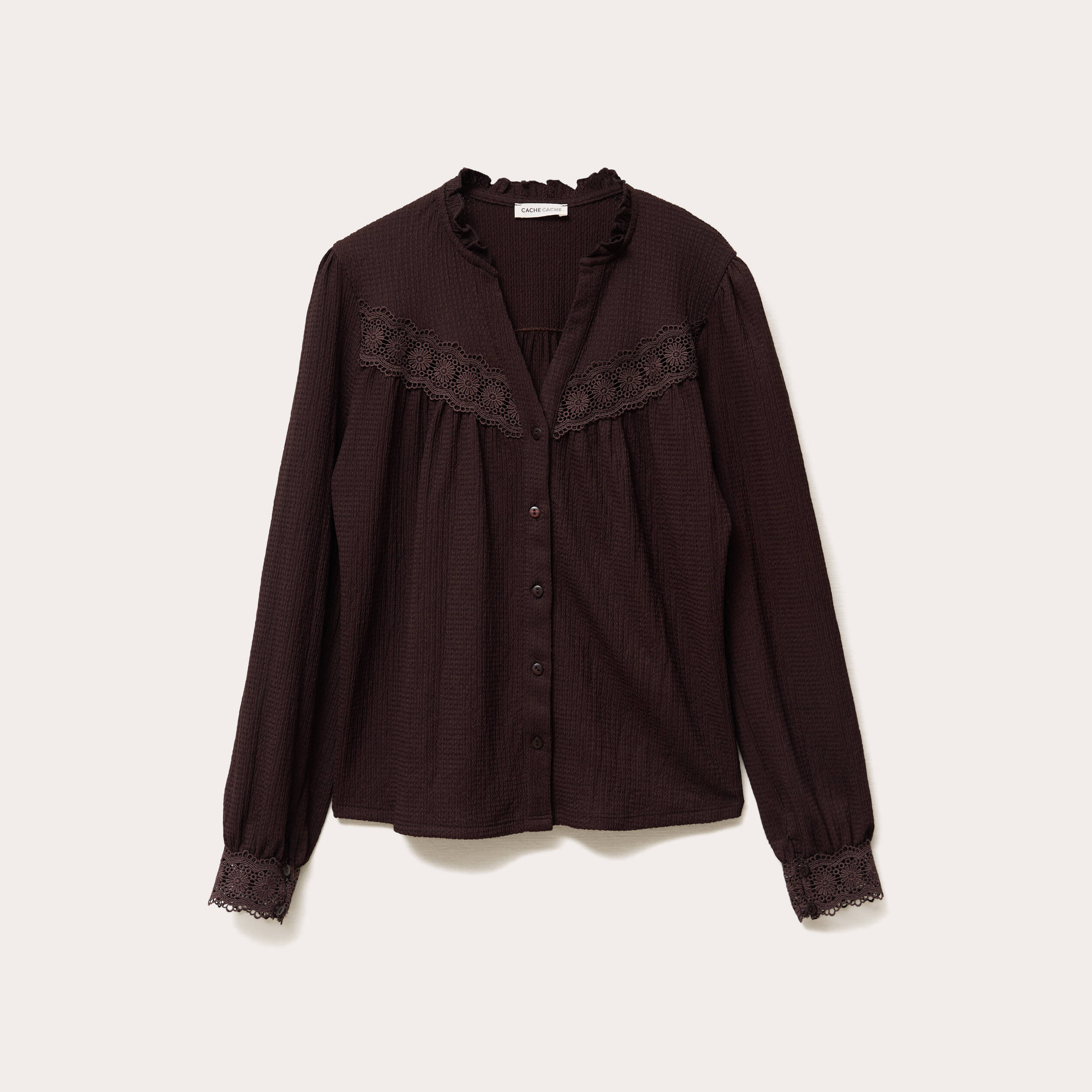 blouse manches longues marron fonce femme Blouse manches longues marron foncé femme