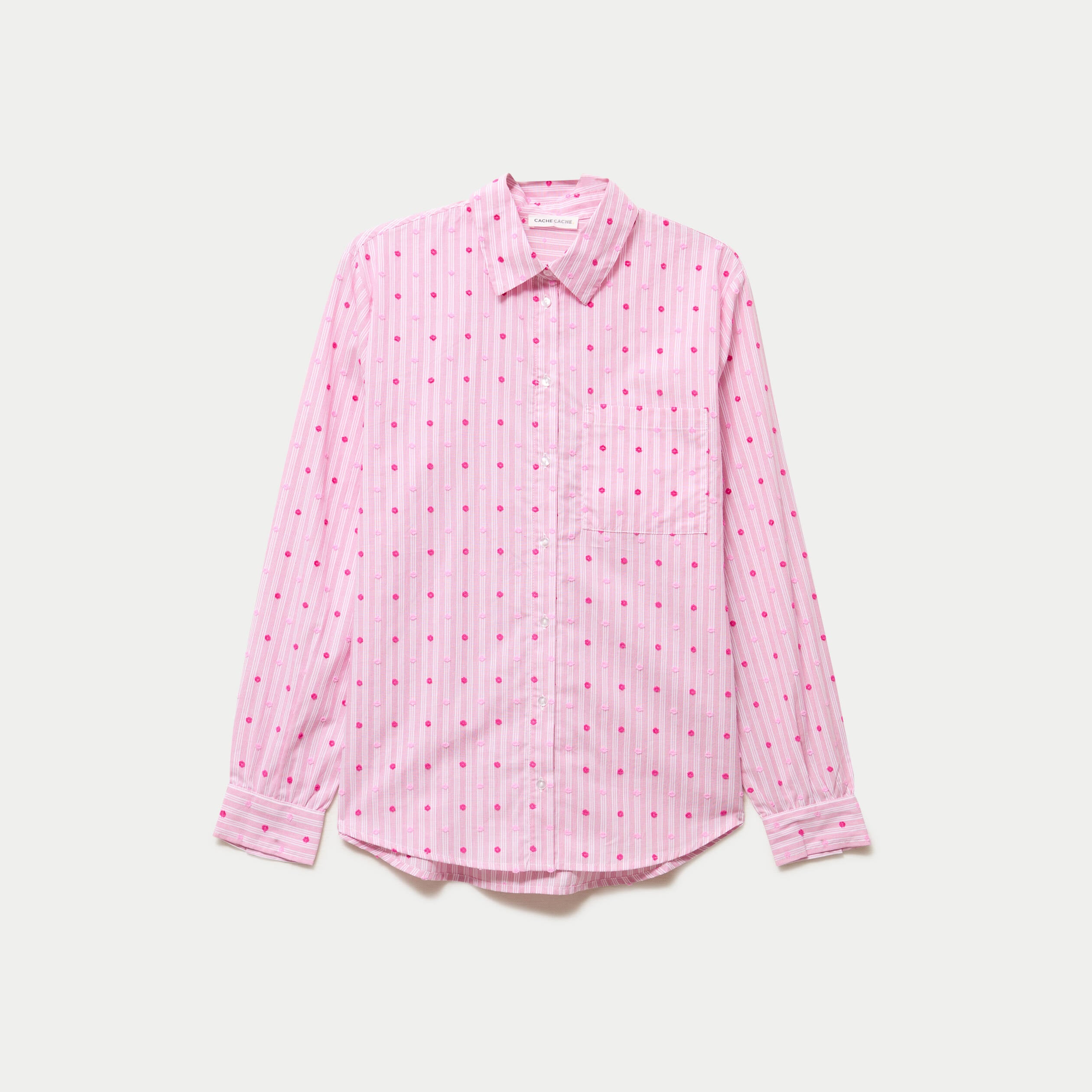 Chemise coupe ample manches longues rose femme
