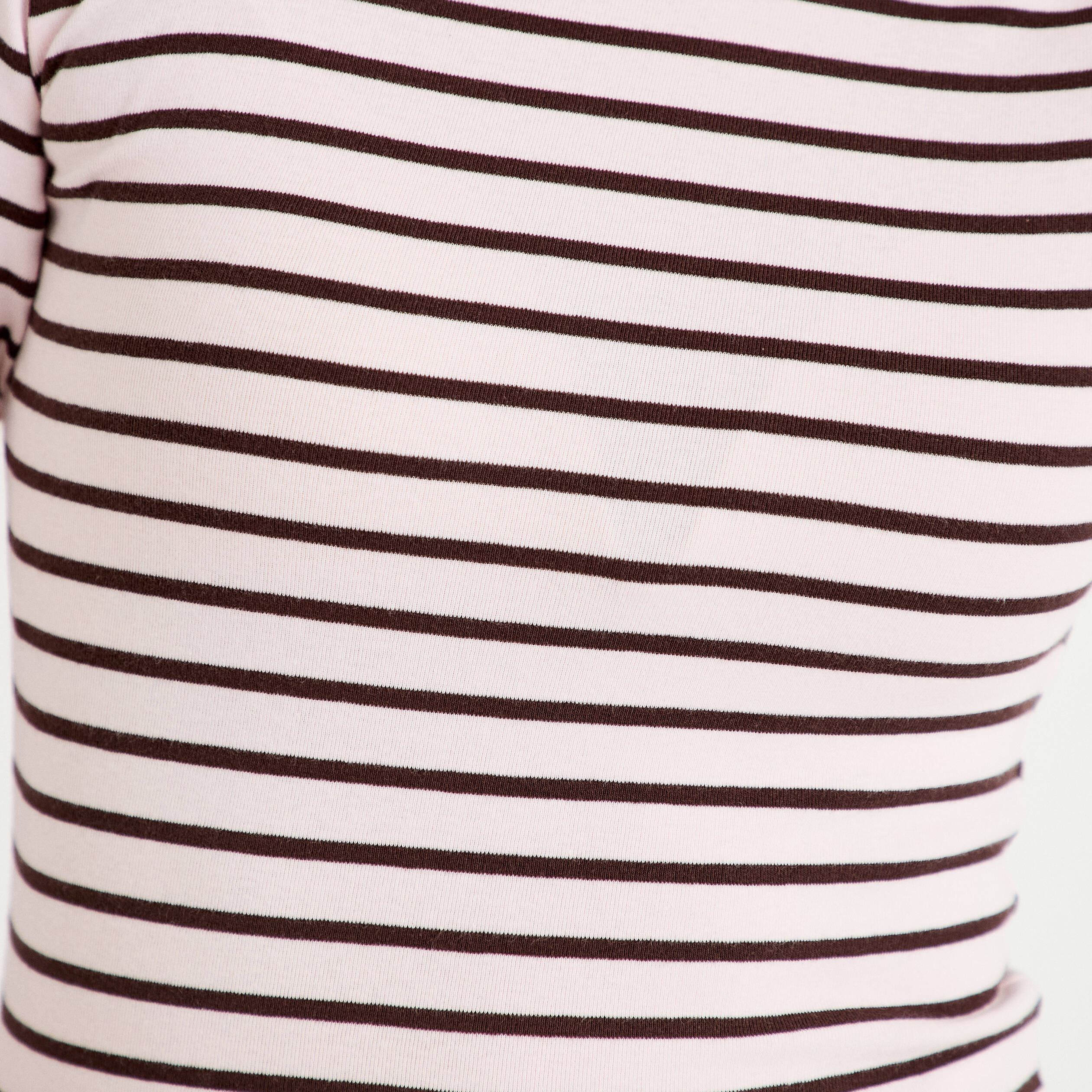 T-shirt ajust&eacute; col rond manches longues rose femme