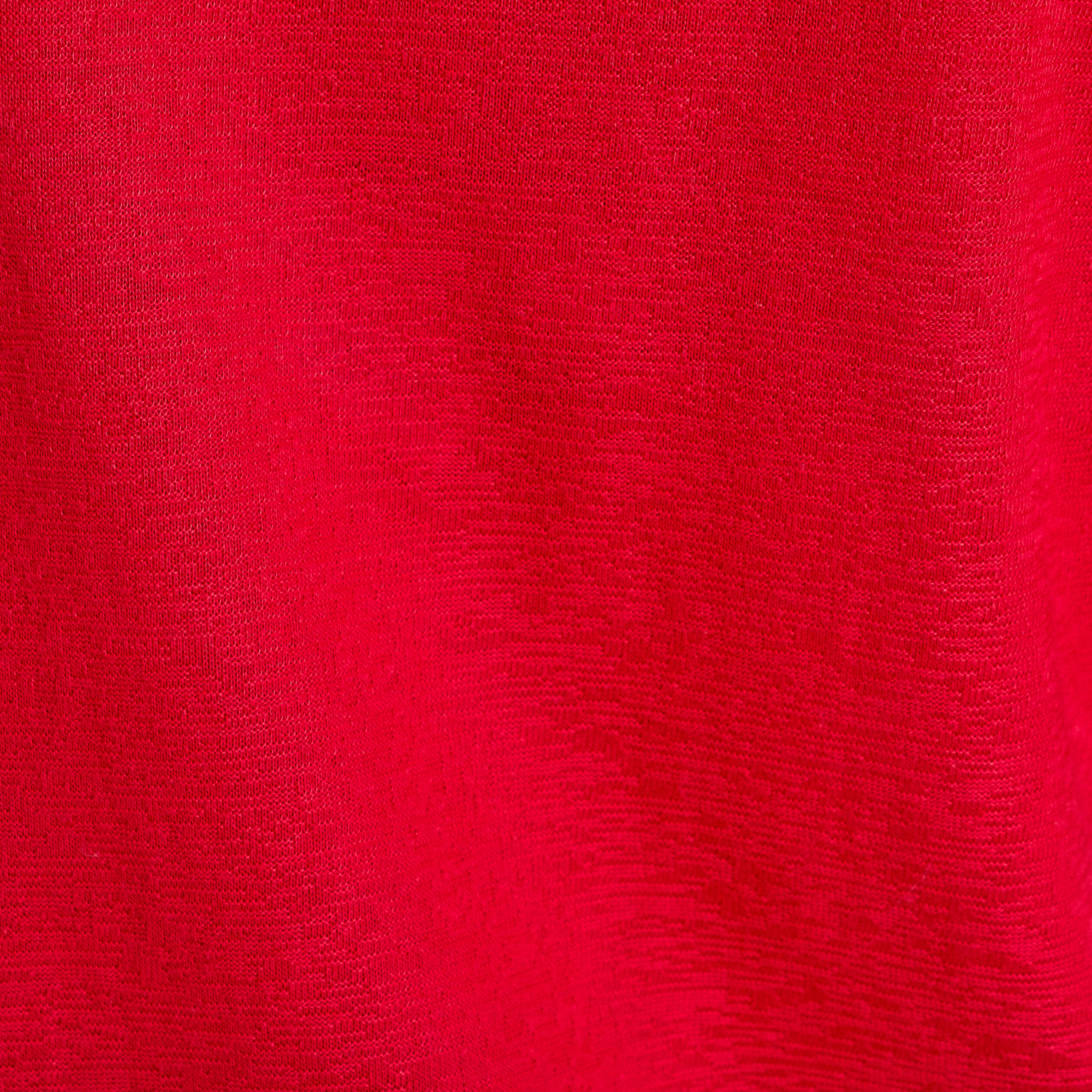 T-shirt dentelle macram&eacute; rouge femme