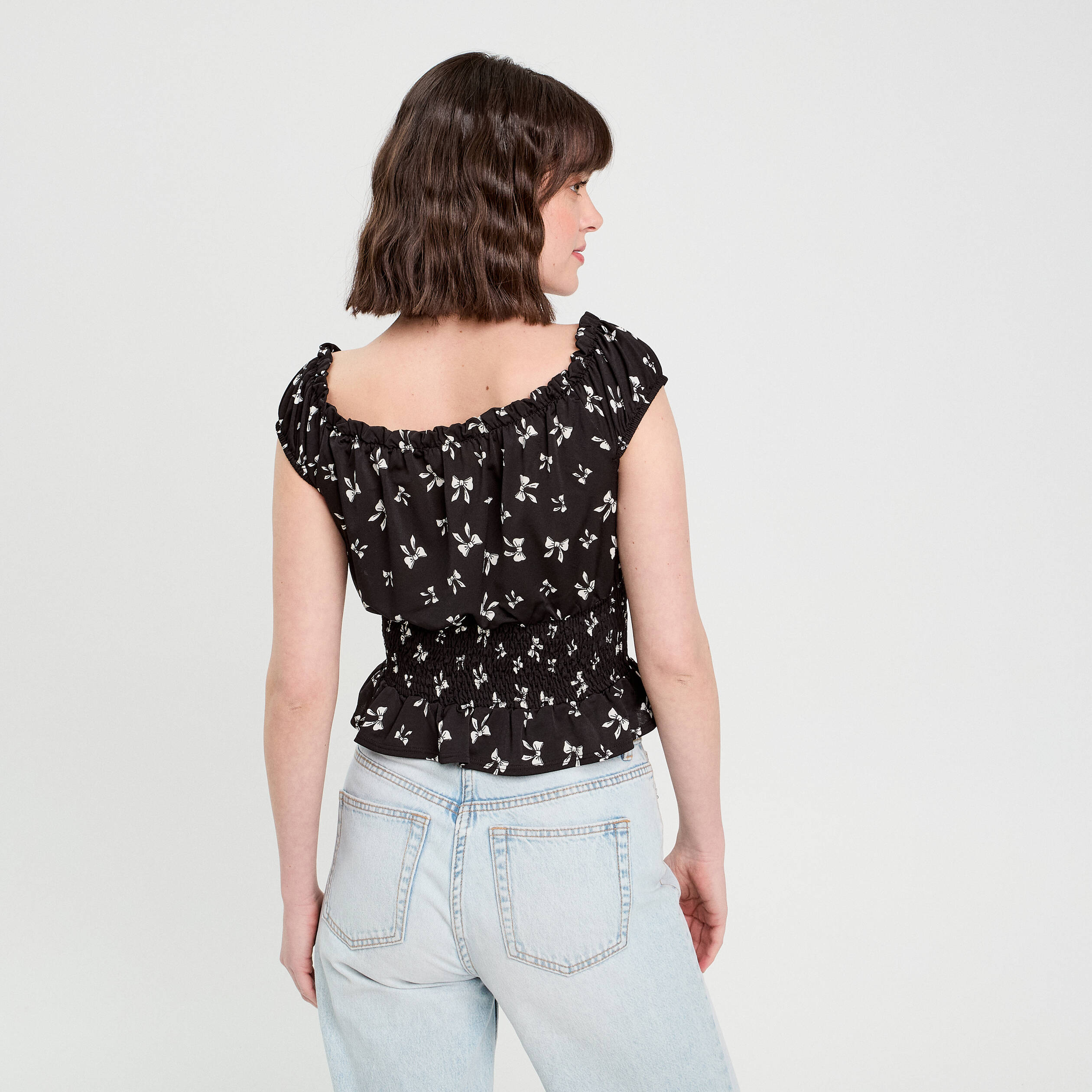Blouse manches courtes noir femme