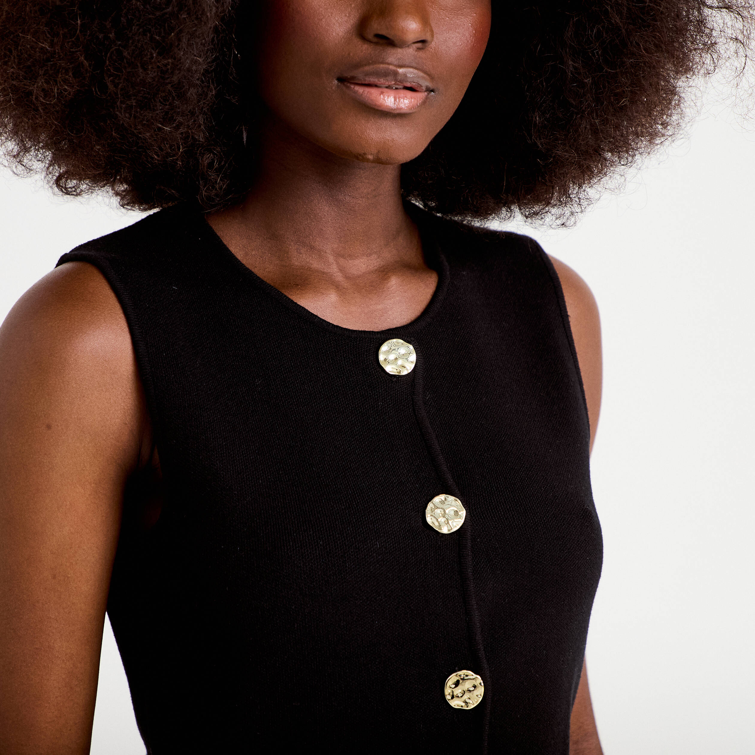Gilet sans manches cropped noir femme