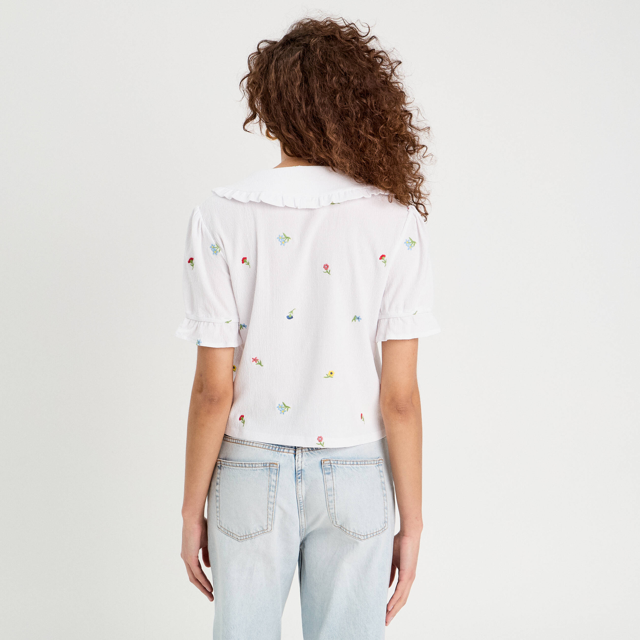 Blouse nou&eacute;e blanc femme