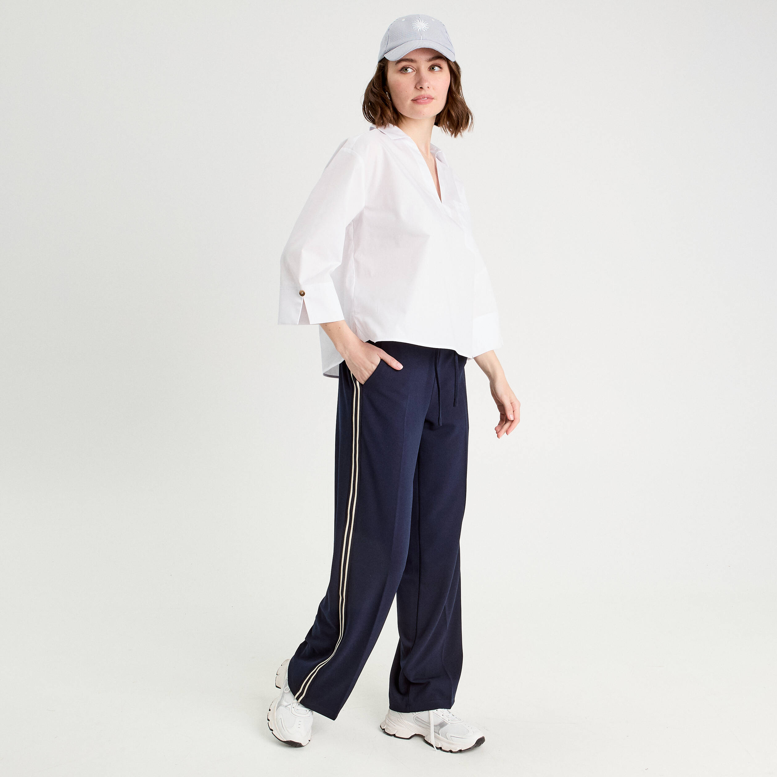 blouse manches 34 blanc femme Blouse manches 3/4 blanc femme