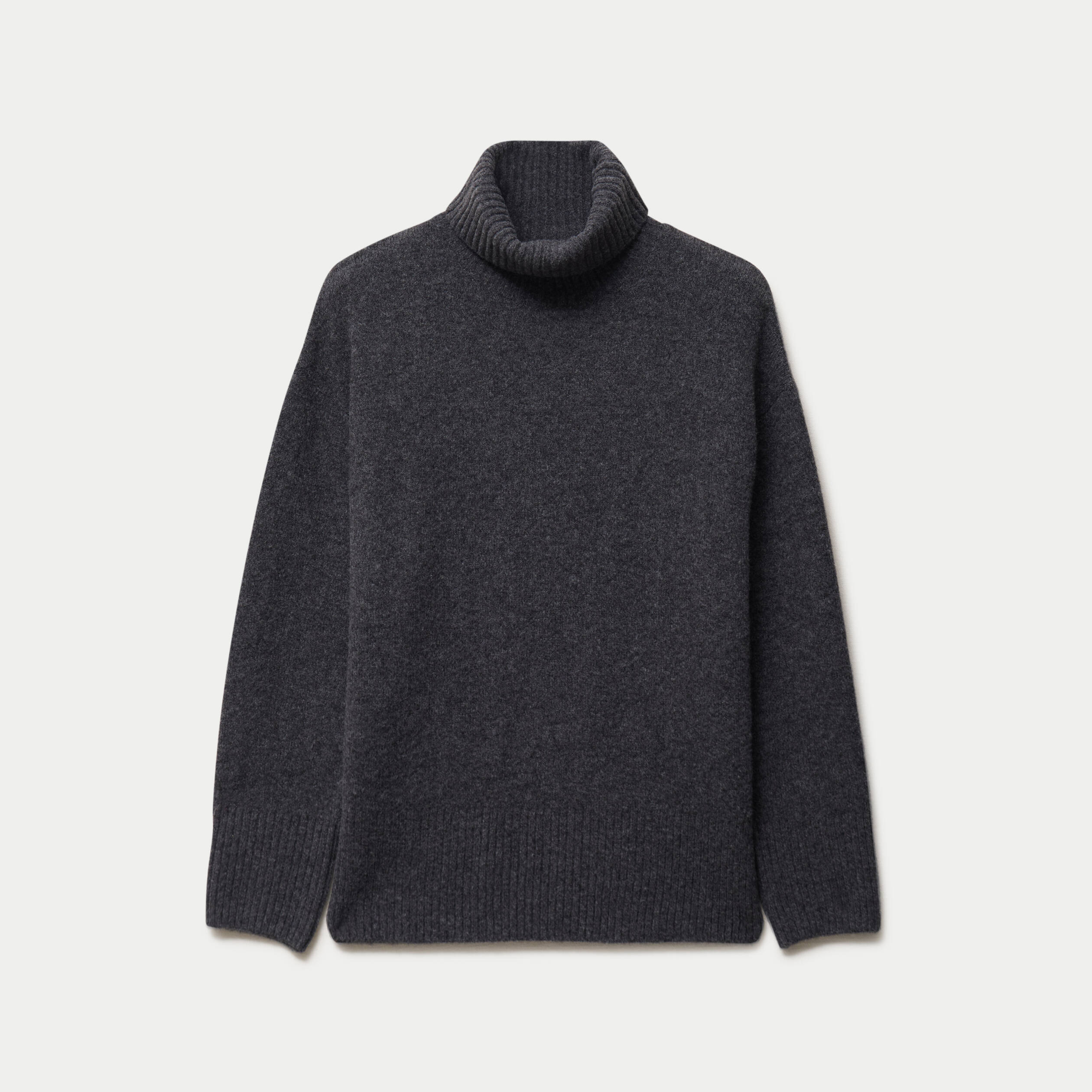 Pull col roul&eacute; manches longues gris femme
