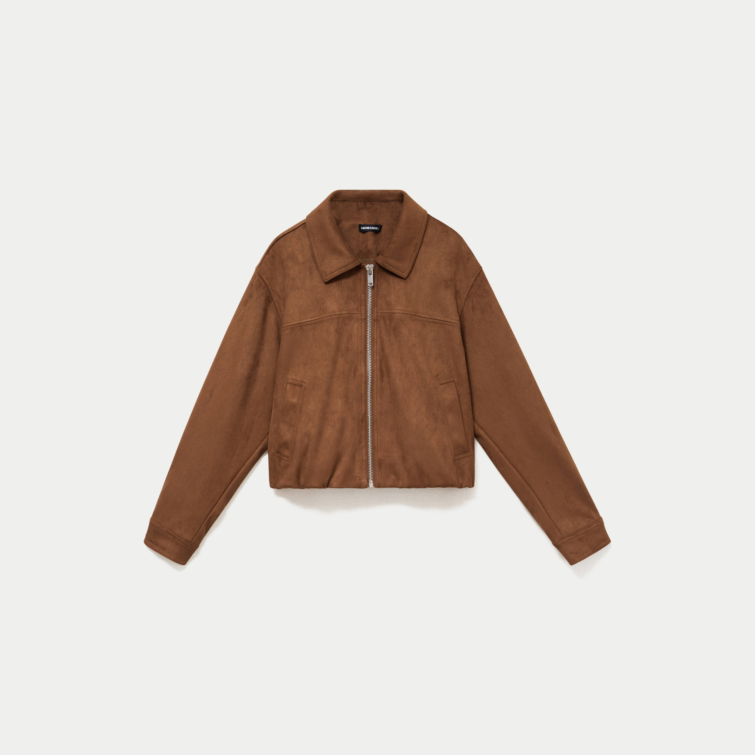 Veste effet boule oversize cropped marron femme