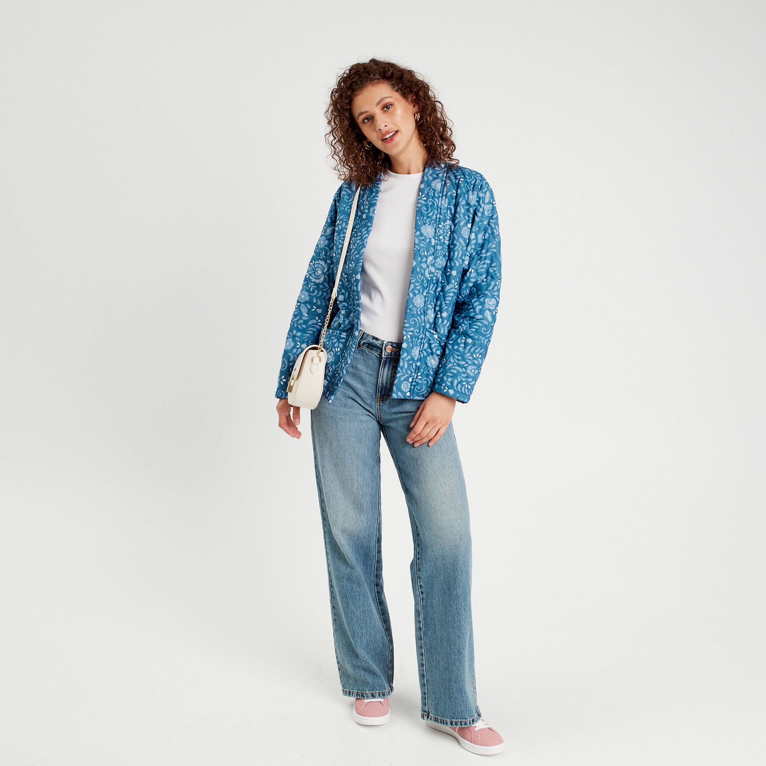 Veste effet matelass&eacute; bleu marine femme
