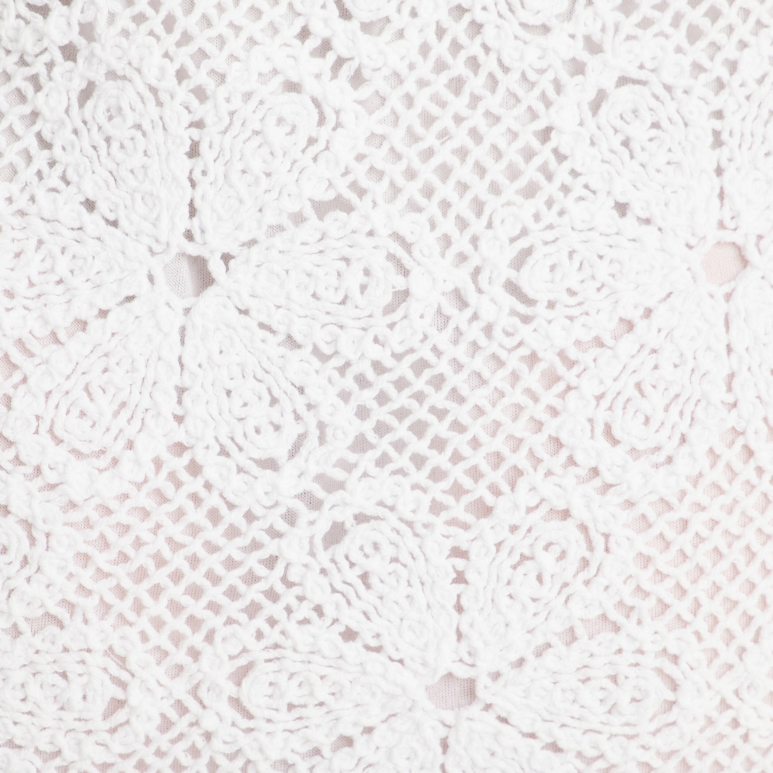 Jupe &eacute;vas&eacute;e effet macram&eacute; blanc femme