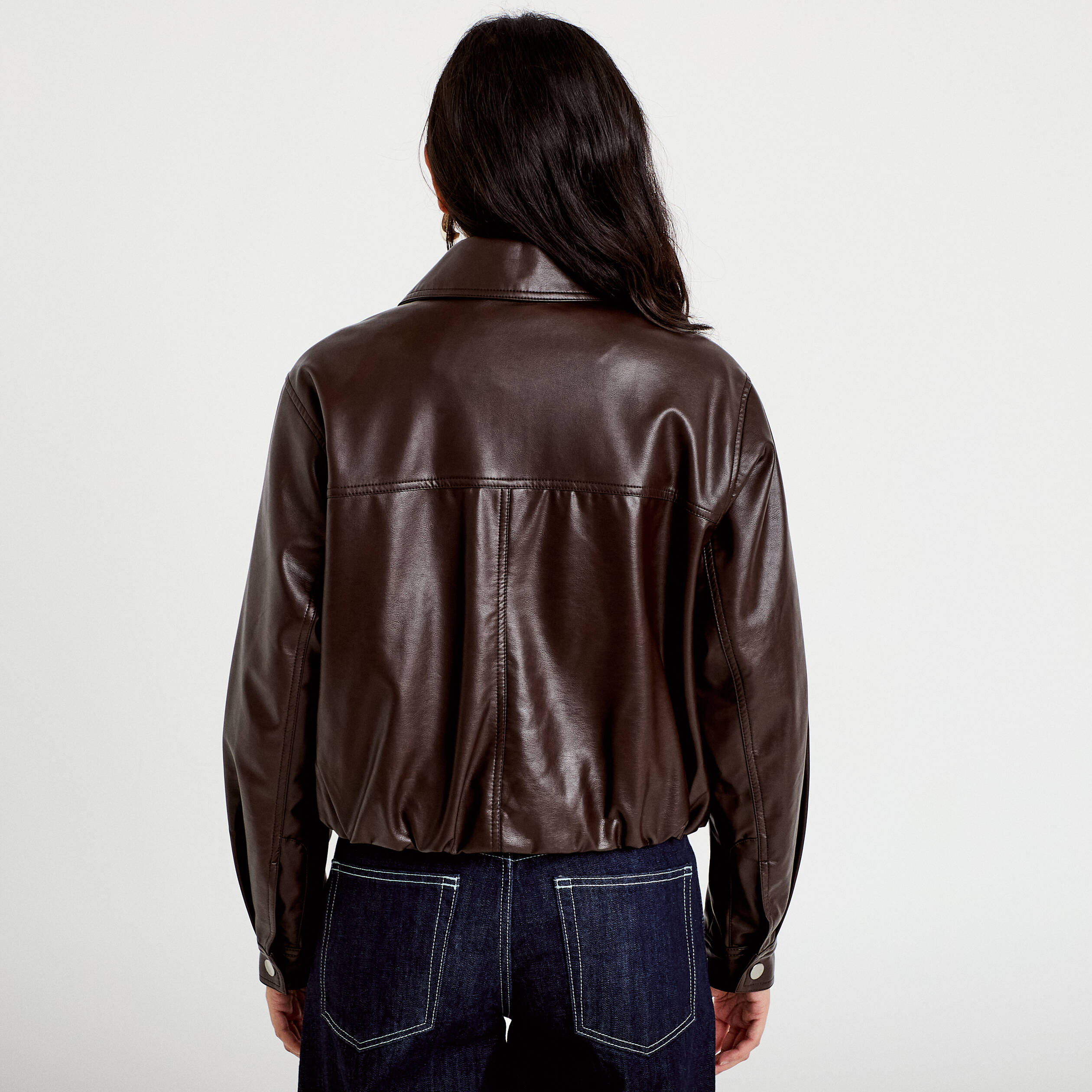 Bomber oversize marron fonc&eacute; femme