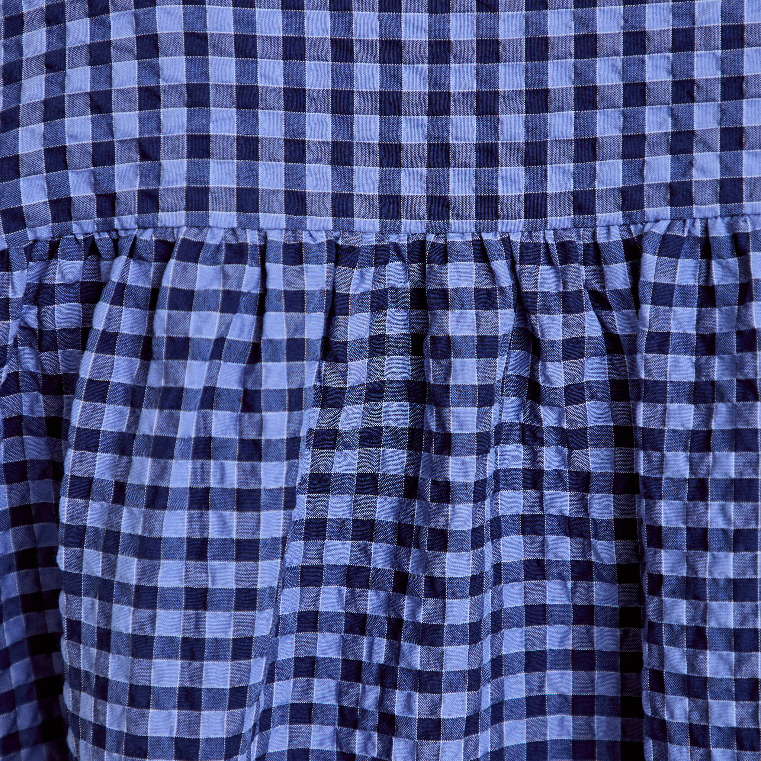 Chemise ample manches longues vichy bleu femme