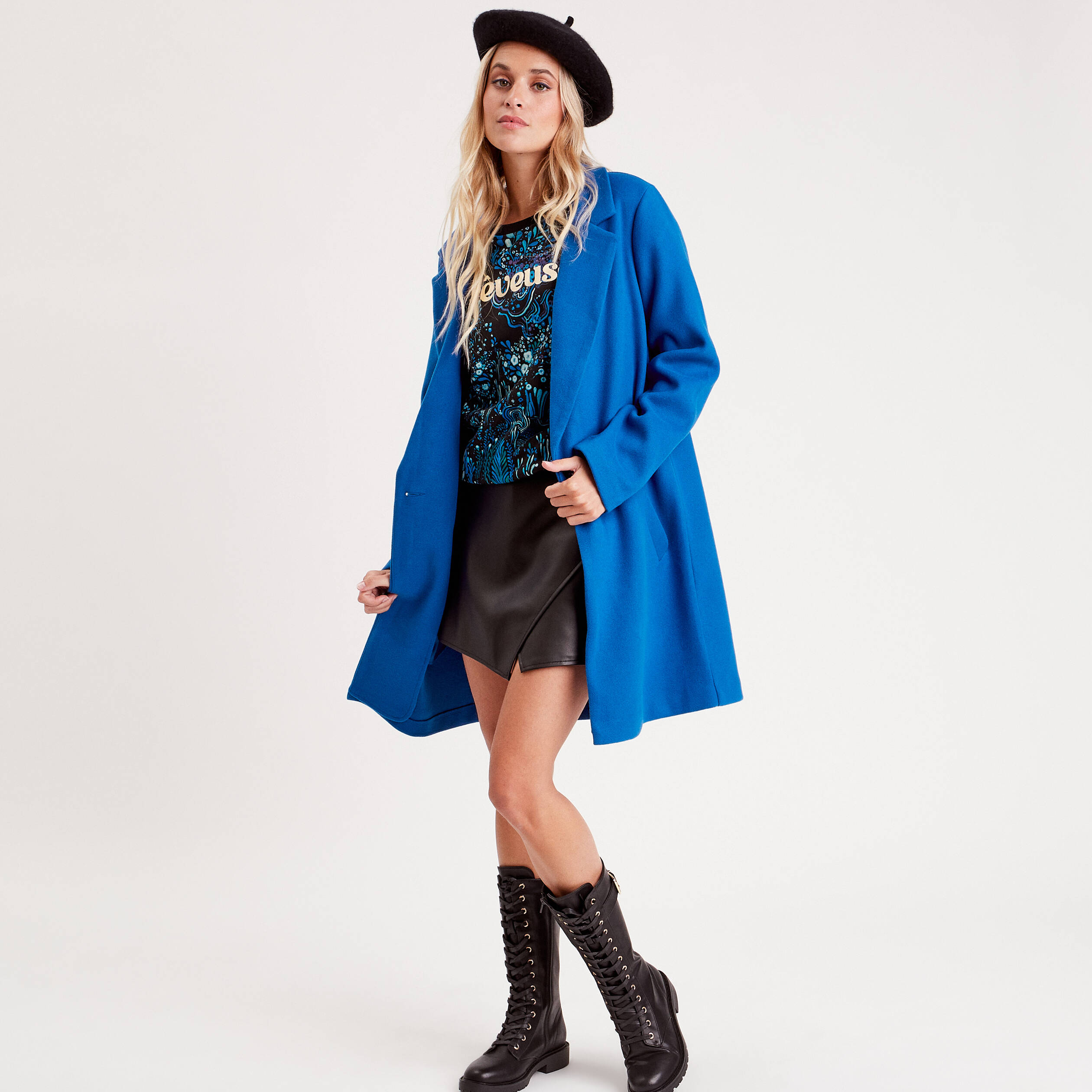 Manteau femme bleu roi online