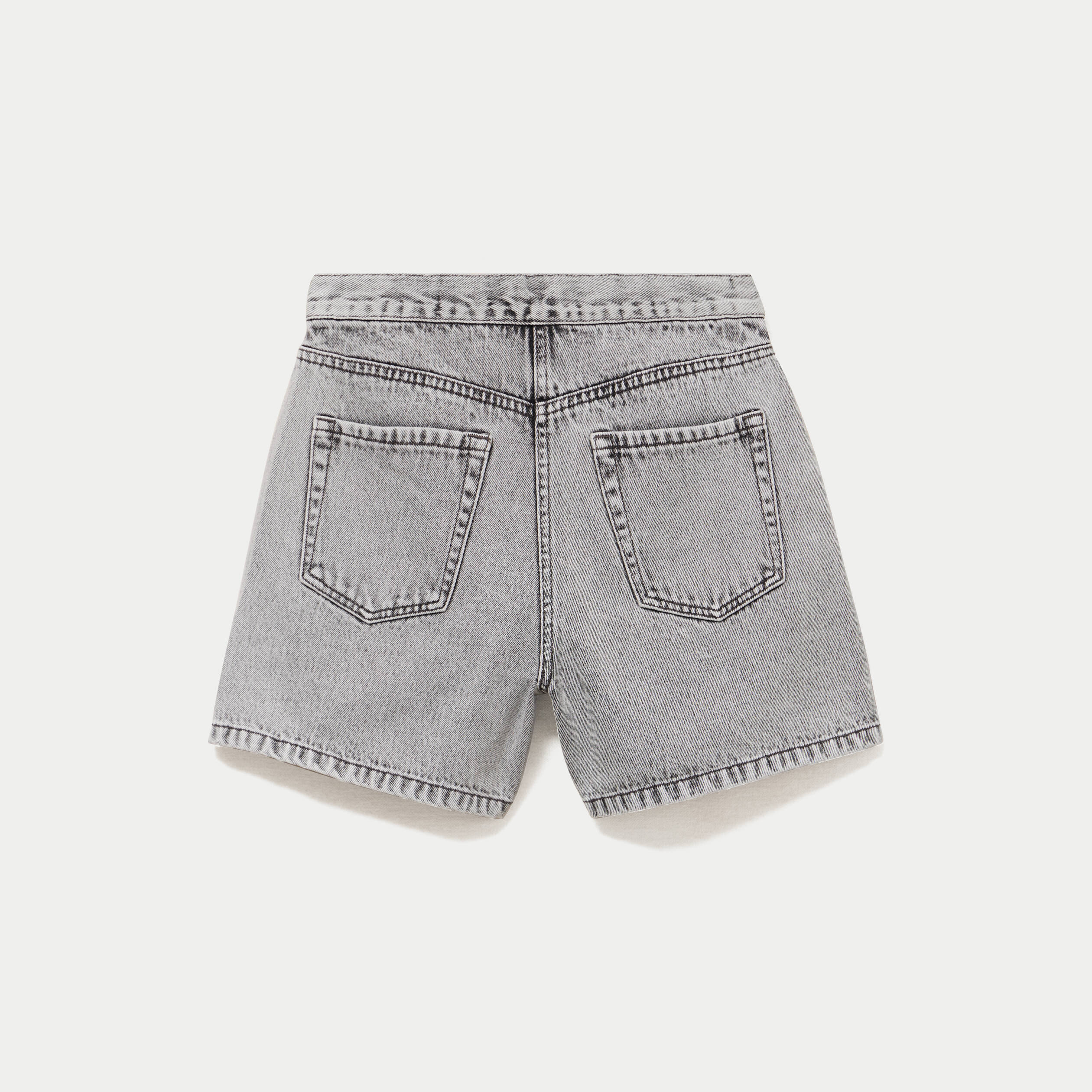 Jupe-short droite en jean denim gris femme