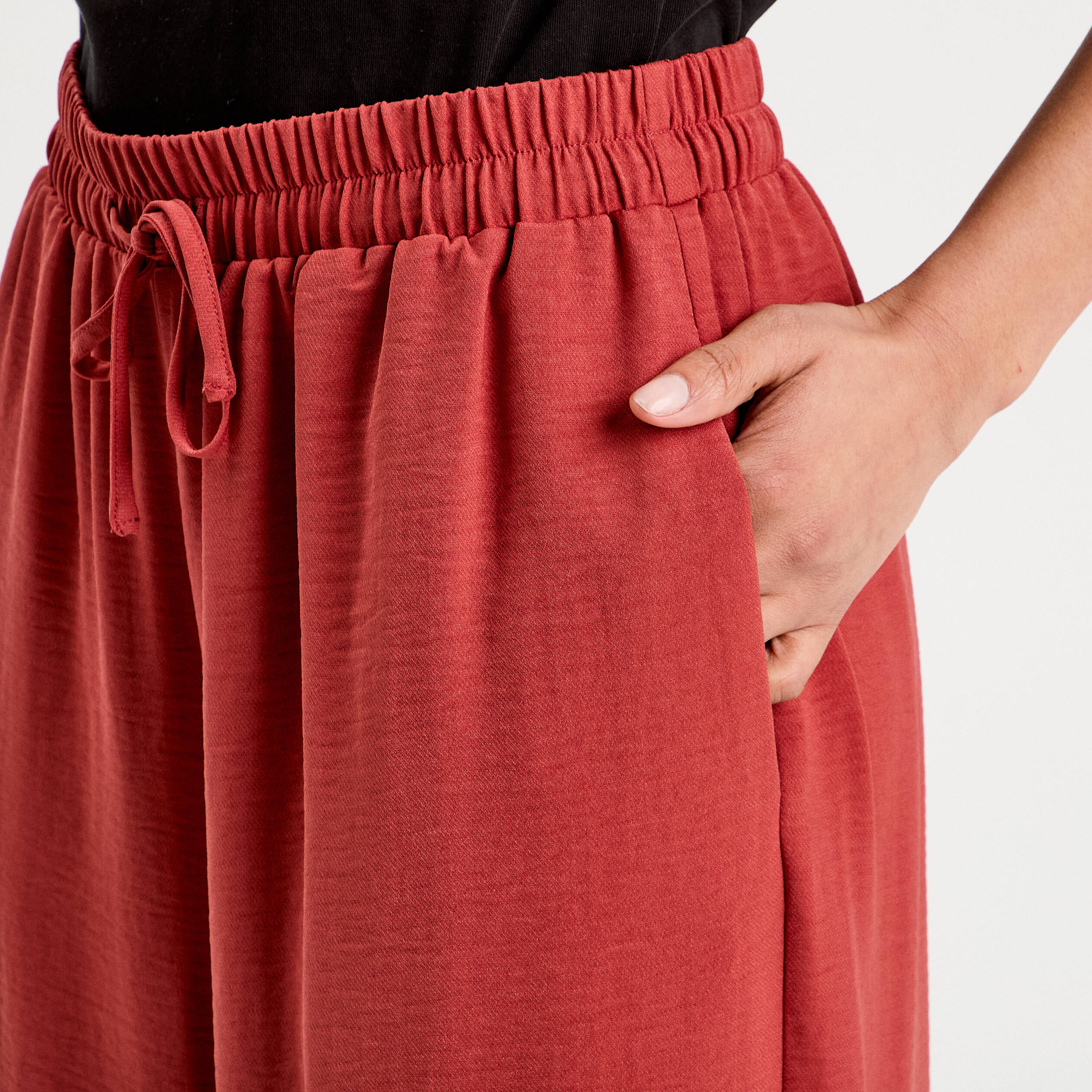 Pantalon large fluide vieux rose femme