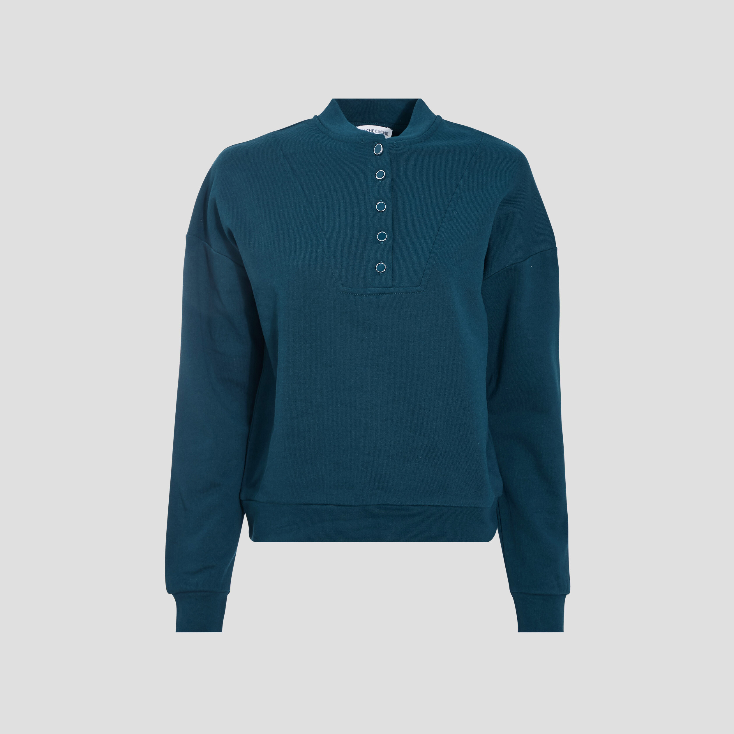 Sweat avec col teddy vert foncé femme