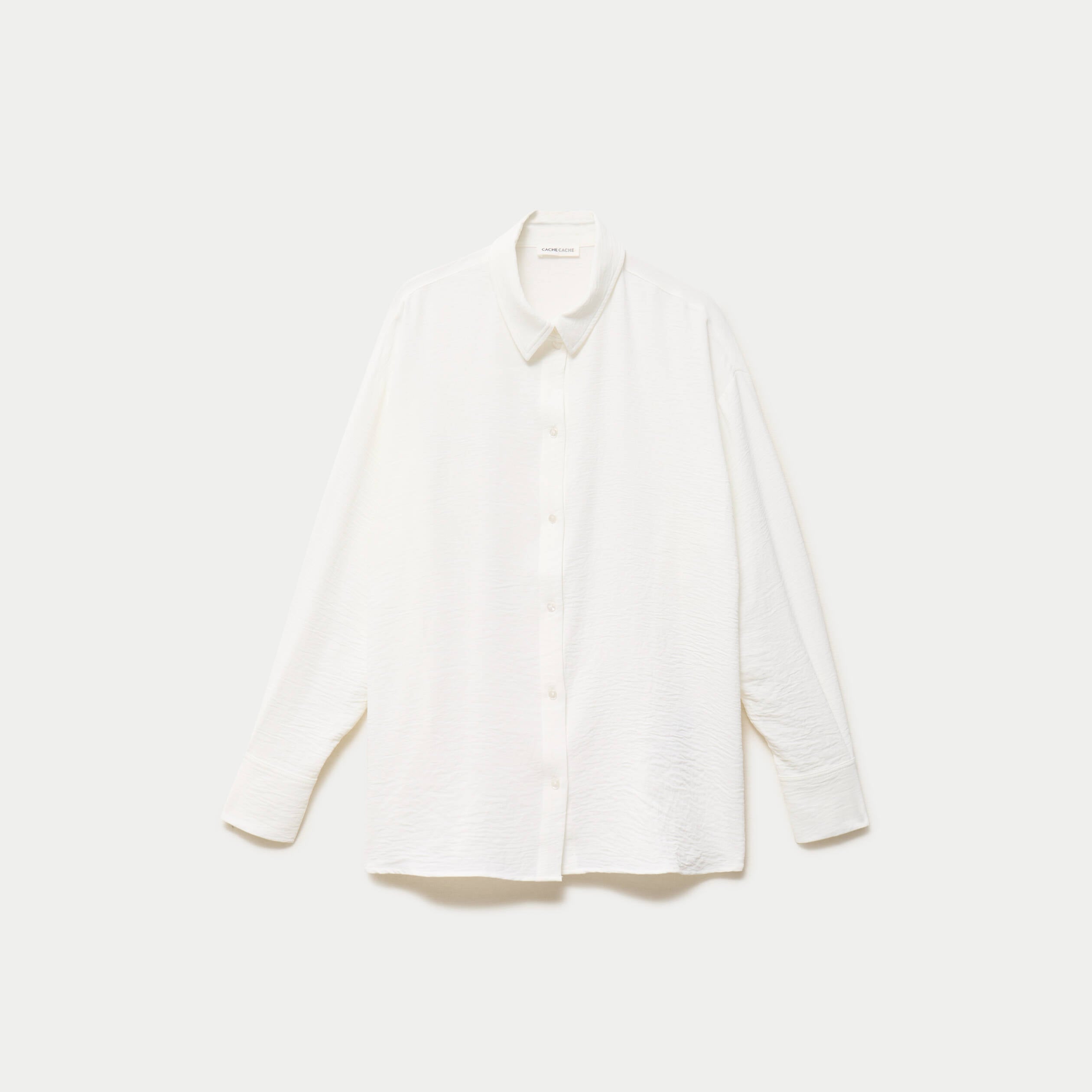 Chemise ample pliss&eacute;e manches longues ecru femme