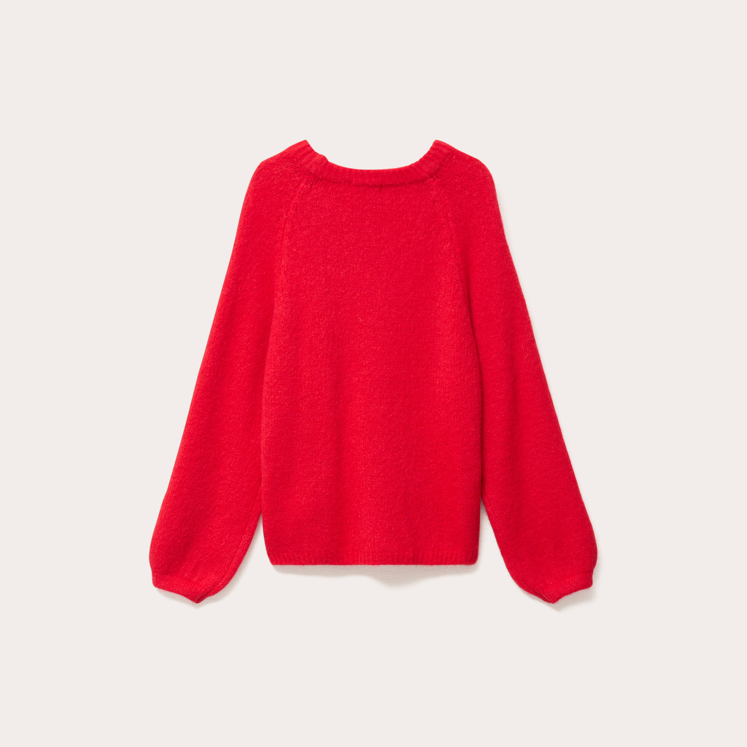 Pull ample col rond manches longues rouge femme
