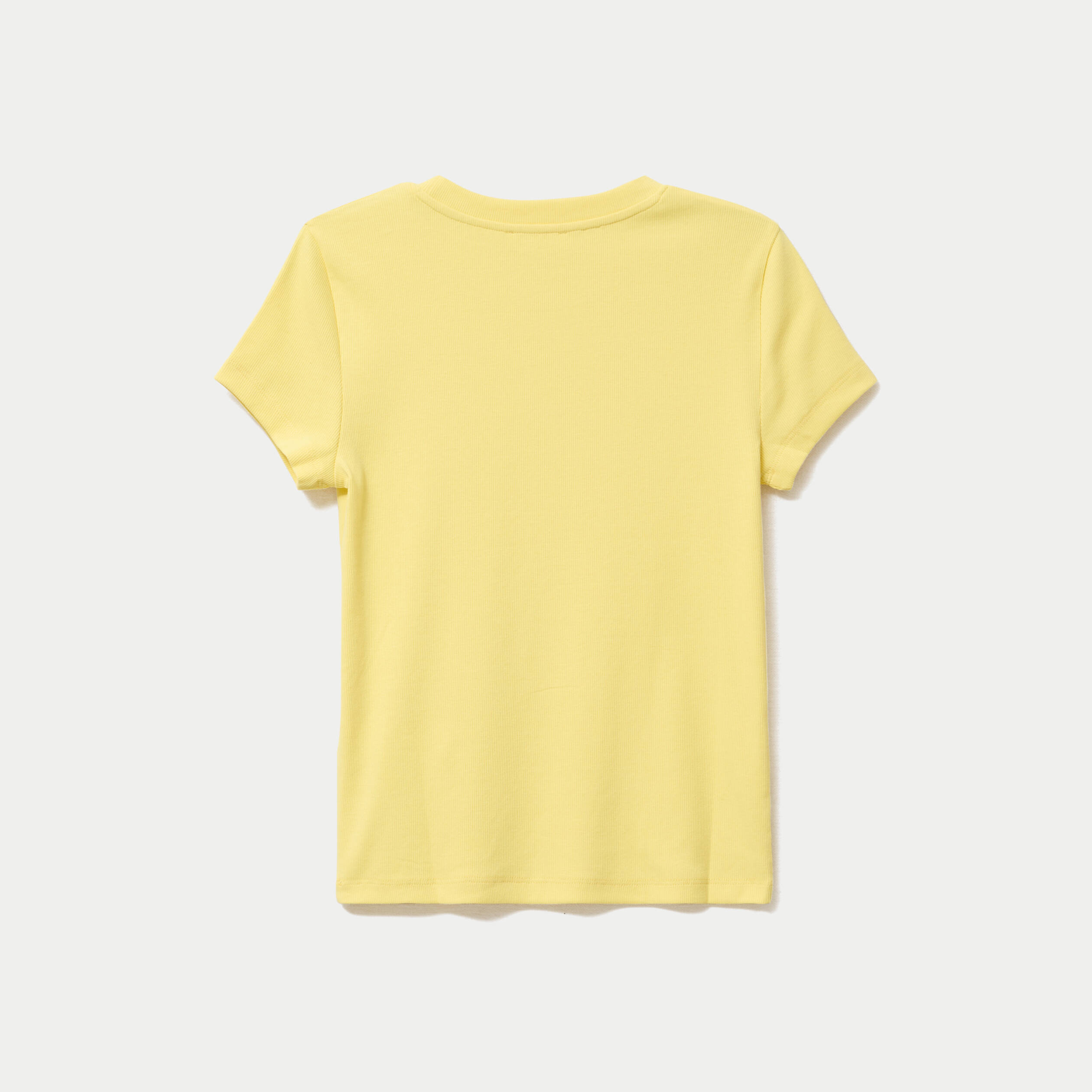 T-shirt c&ocirc;tel&eacute; ajust&eacute; manches courtes jaune pastel femme