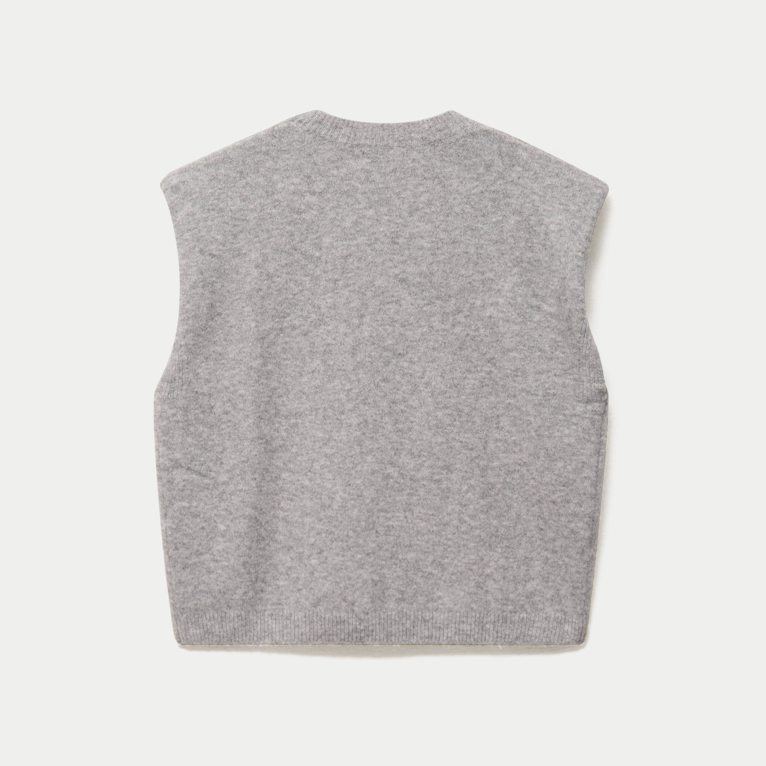 Pull sans manches col rond gris clair femme