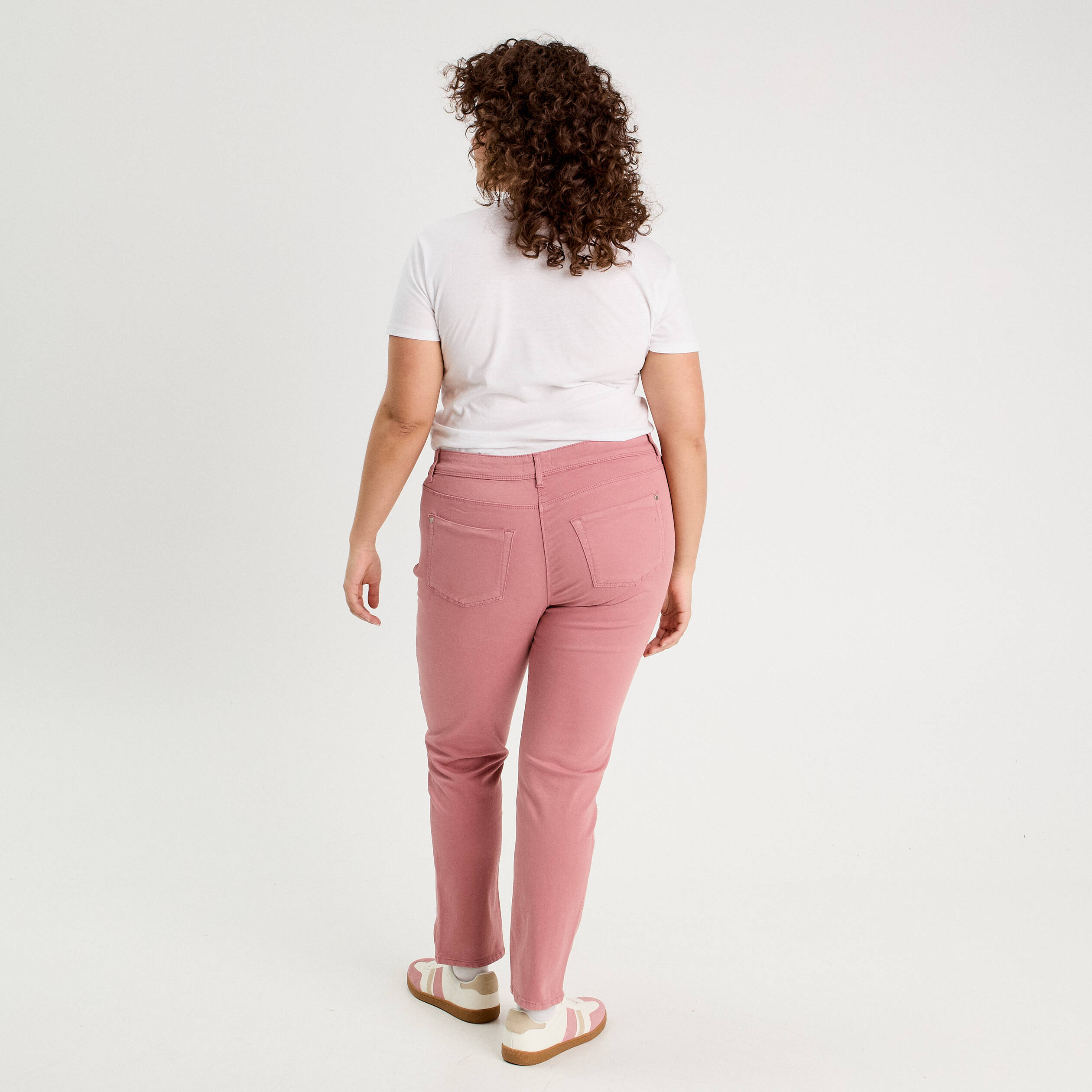 Jeans slim 5 poches vieux rose femme
