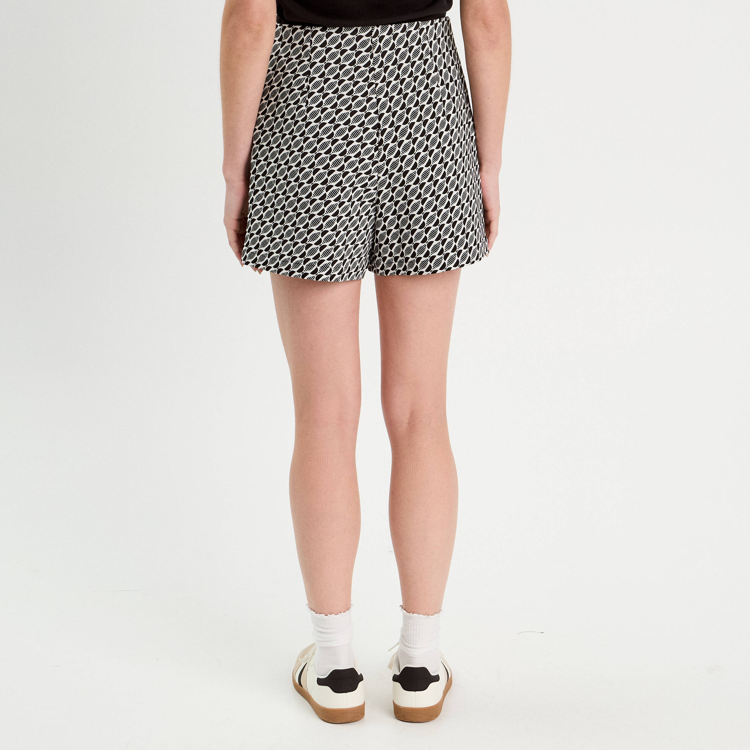 jupe short droite stretch noir femme Jupe-short droite stretch noir femme