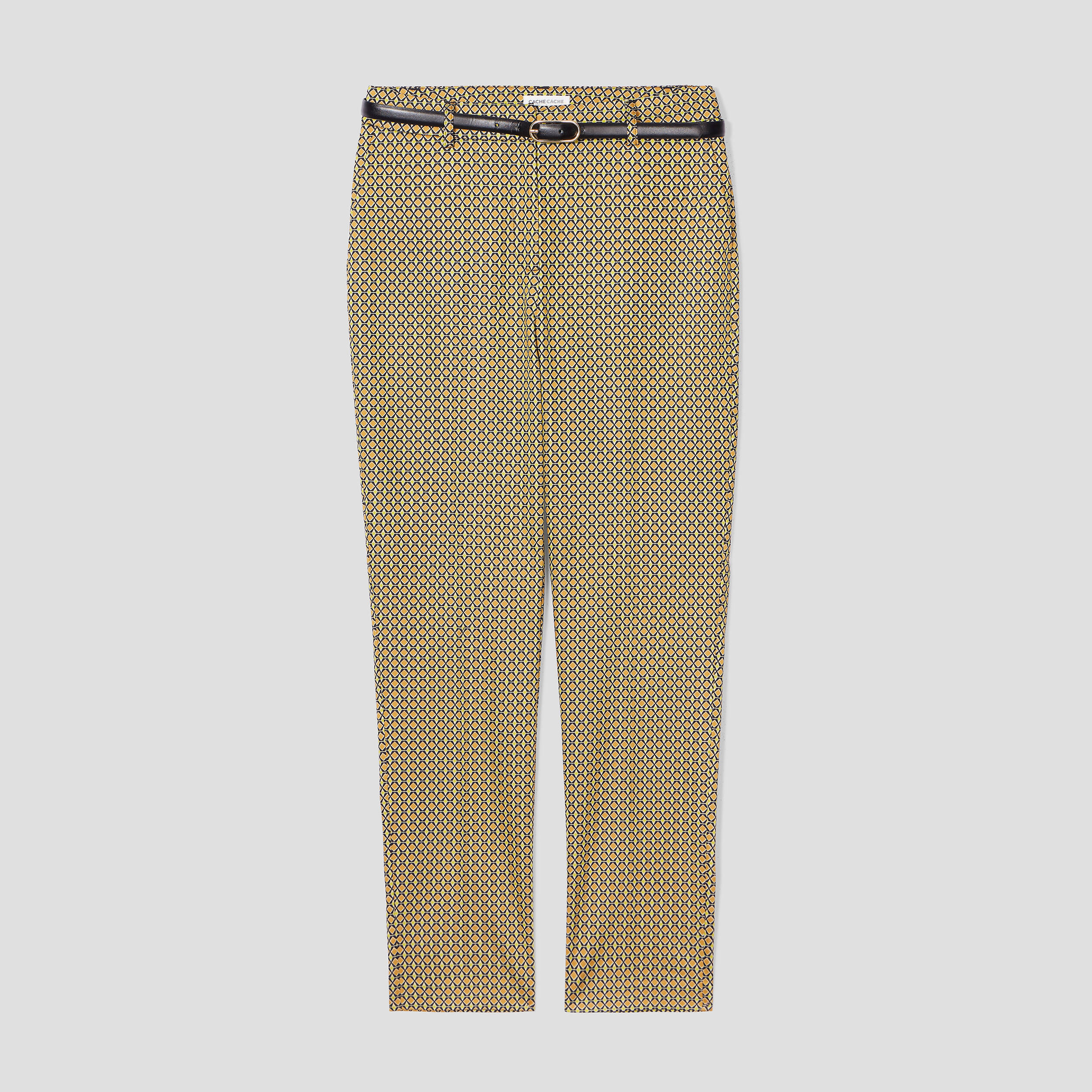 Pantalon city slim ceintur&eacute; blanc femme