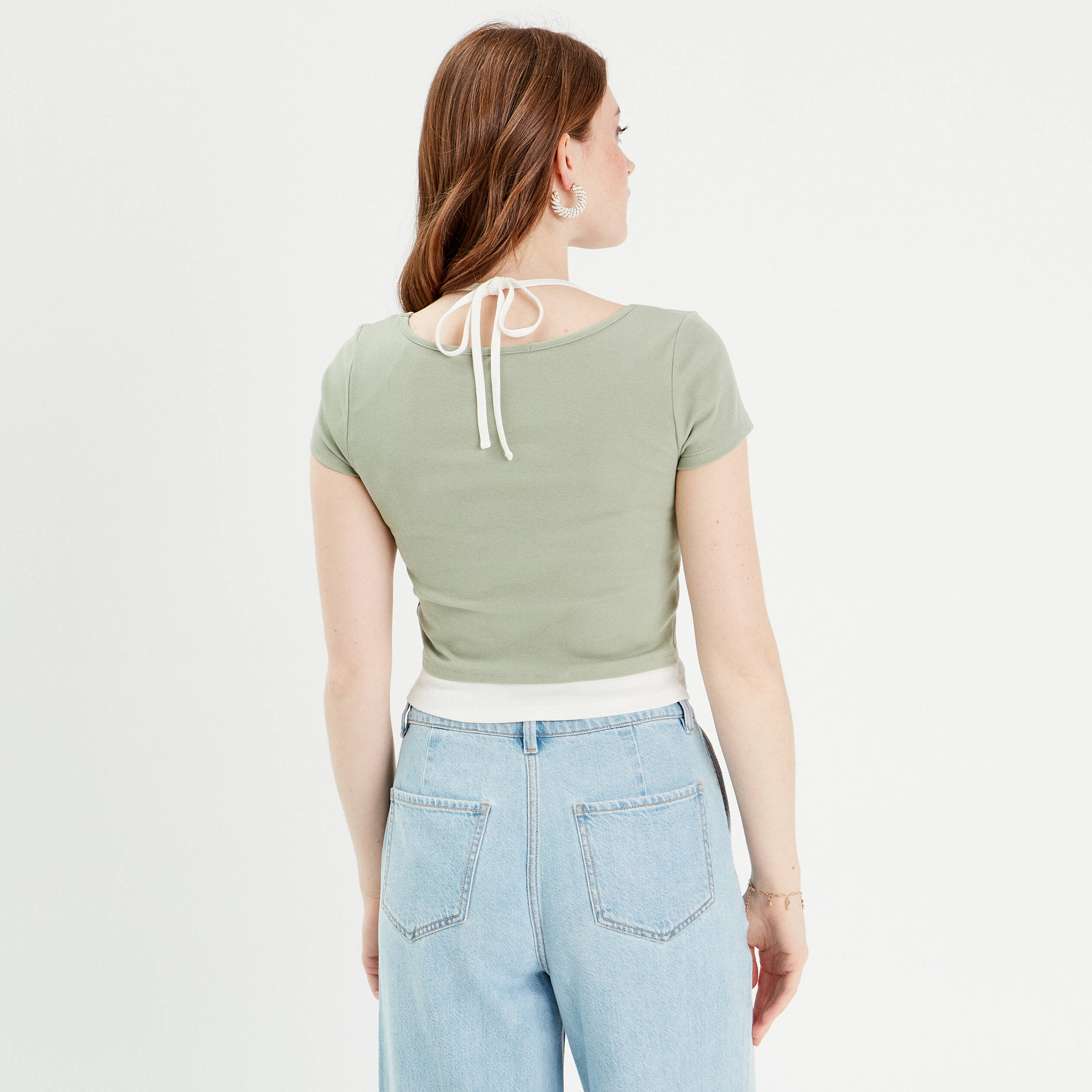 t shirt 2 en 1 vert pastel femme T-shirt 2-en-1 vert pastel femme